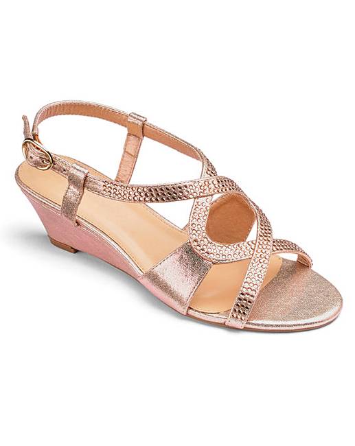 LADIES ROSE GOLD WIDE E FIT LOW-HEEL 