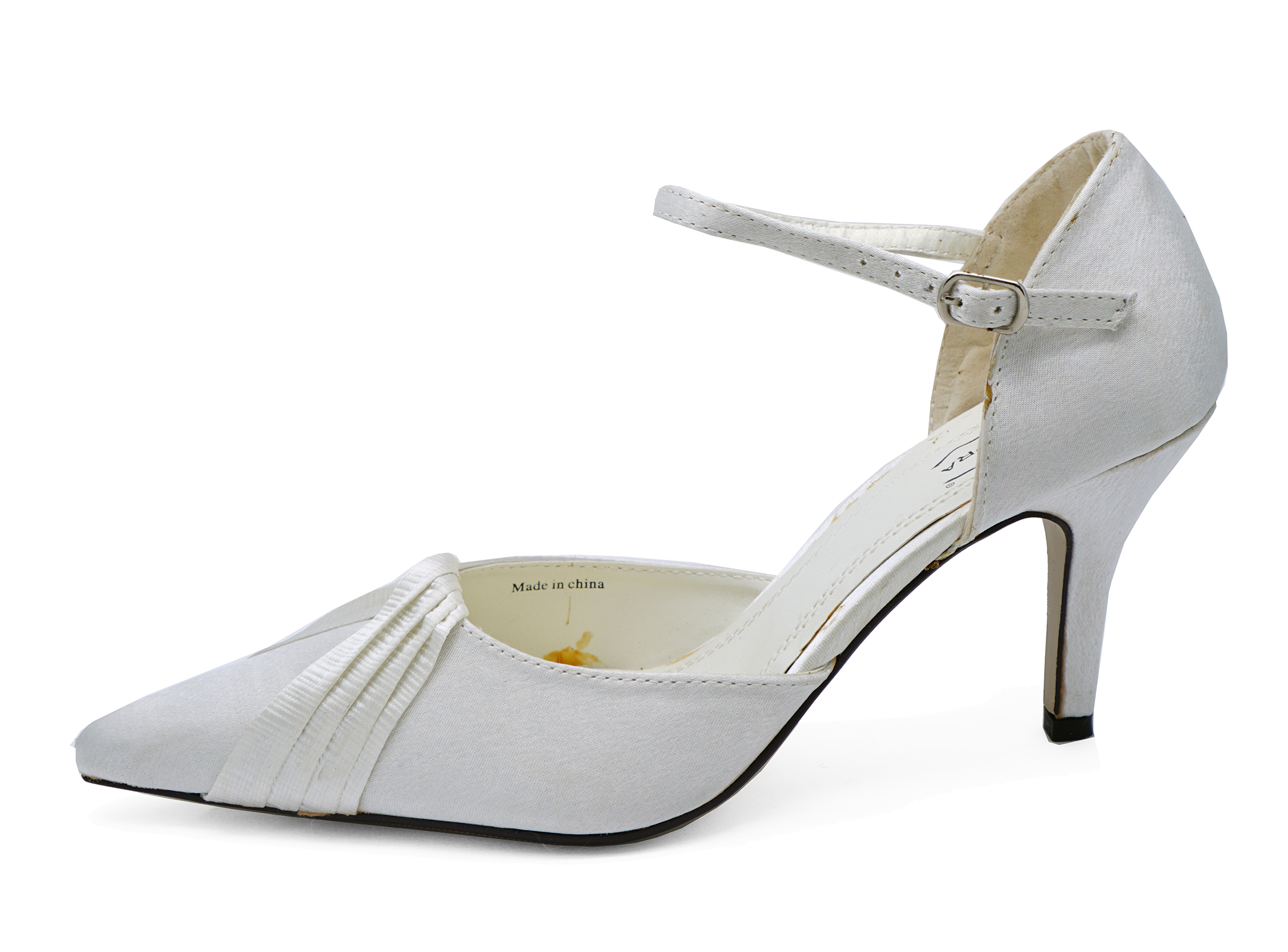 LADIES IVORY SATIN BRIDAL BRIDESMAID WEDDING POINTY COURT SHOES 3-8 ...