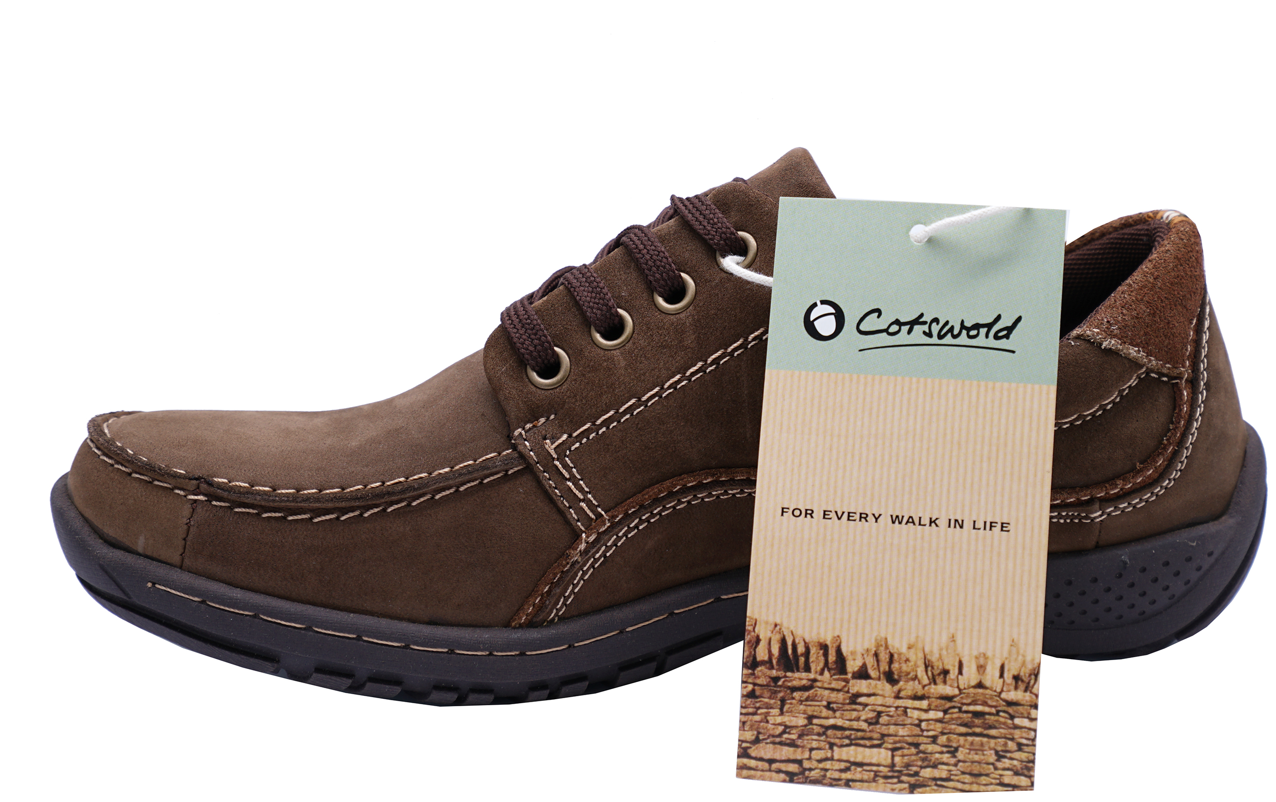 MENS BROWN LEATHER COTSWOLD LACEUP CASUAL LOAFERS COMFY MENS BROWN LEATHER COTSWOLD LACEUP CASUAL LOAFERS COMFY