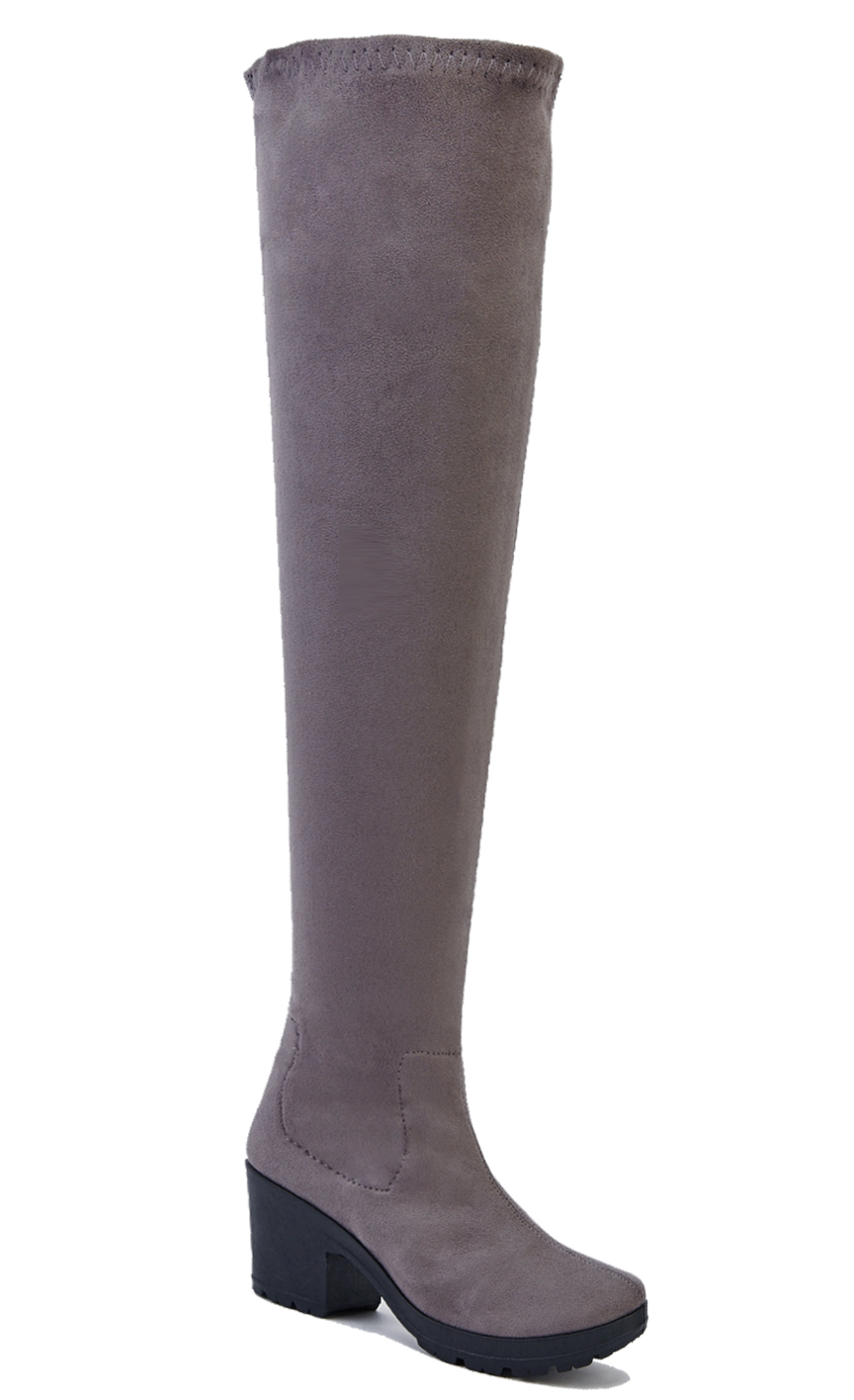 LADIES GREY STRETCH OVER THE KNEE HIGH 