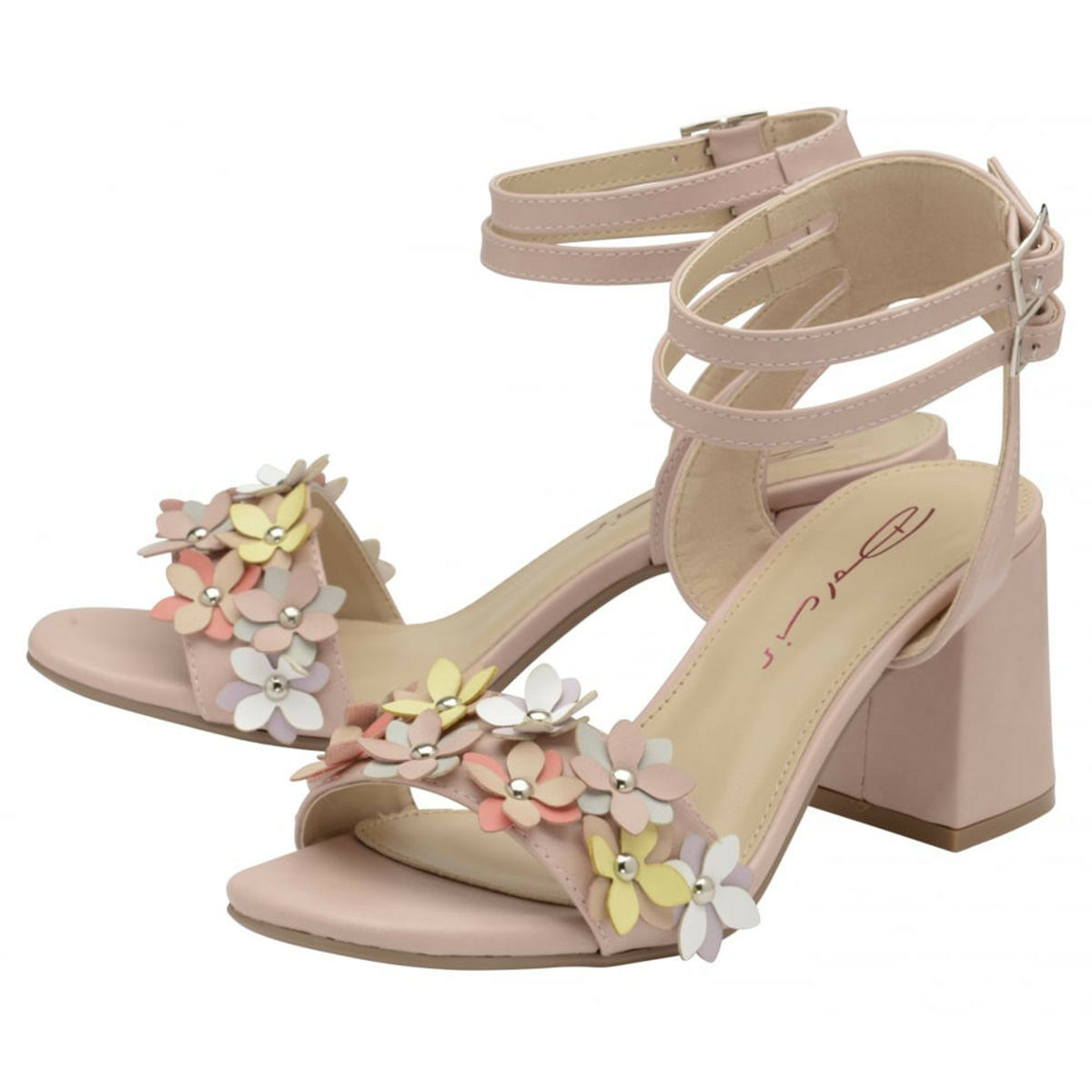 pink block heel sandals wide fit