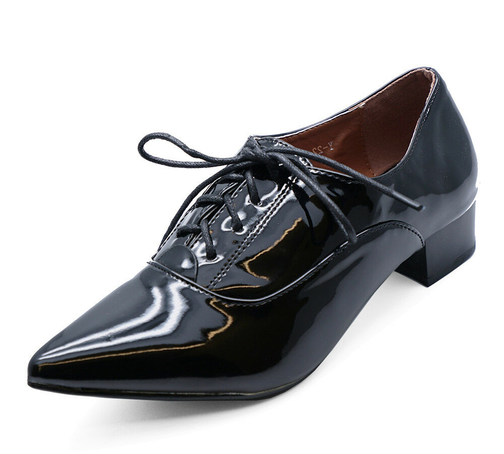 ladies black patent lace up shoes