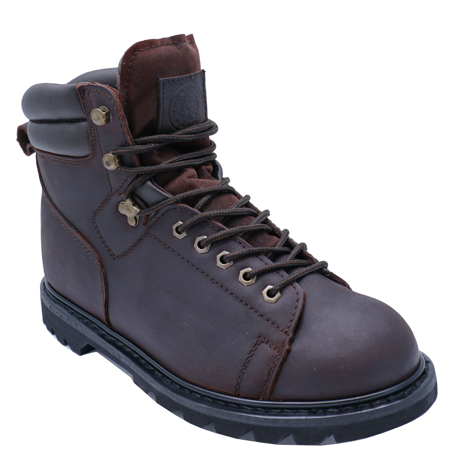 MENS BROWN LEATHER WESTERN CHIEF WIDE-FIT E LACE-UP ANKLE WORK BOOTS UK ...