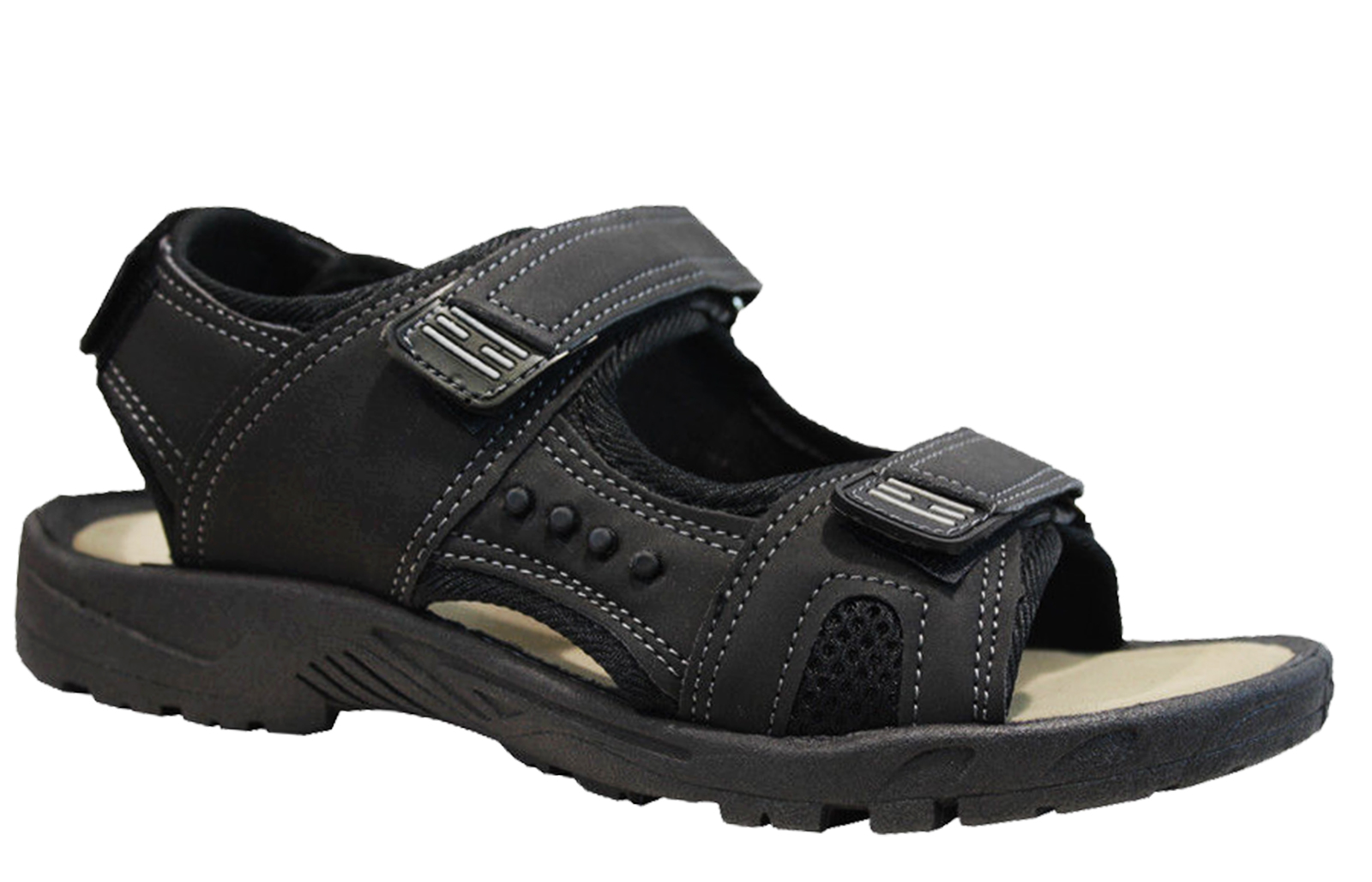 MENS BLACK TOUCH STRAP FLAT WALKING OPEN-TOE SANDALS TRAIL CASUAL SHOES ...