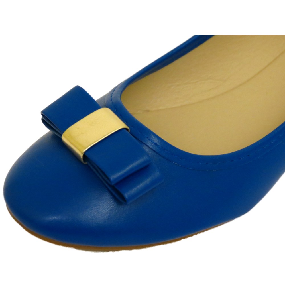 LADIES FLAT BLUE SLIPON WORK SCHOOL DOLLY BALLERINA
