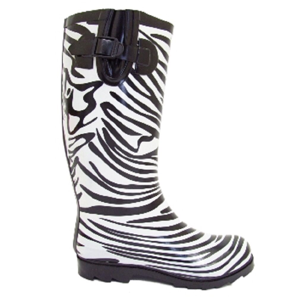 black and white wellington boots