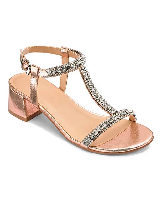 WOMENS ROSE GOLD WIDE FIT PEEP-TOE 