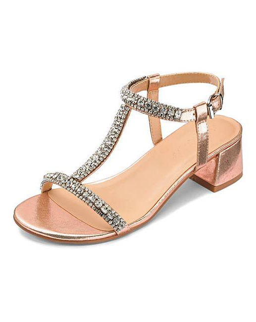 WOMENS ROSE GOLD WIDE FIT PEEP-TOE 
