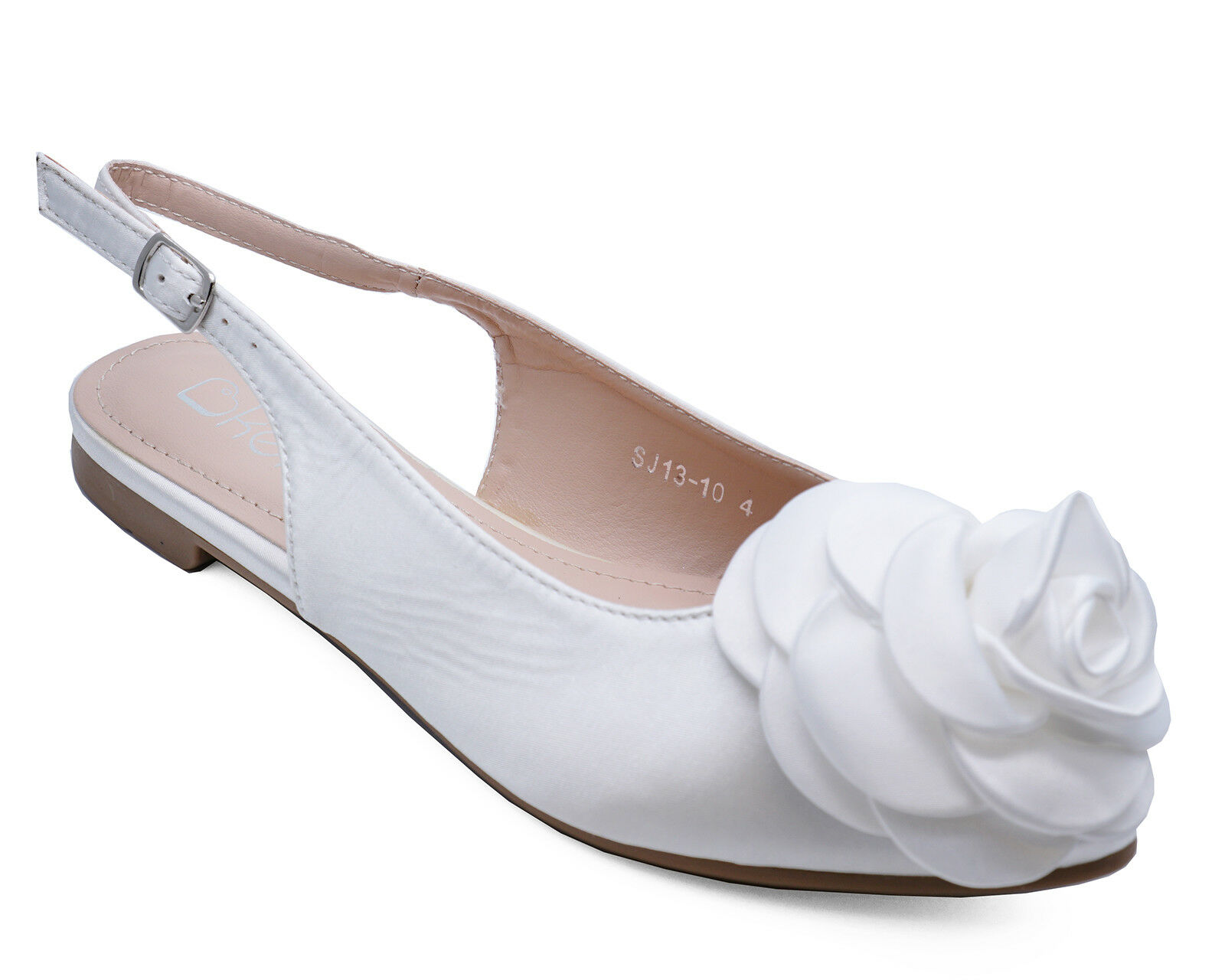 white satin slingback