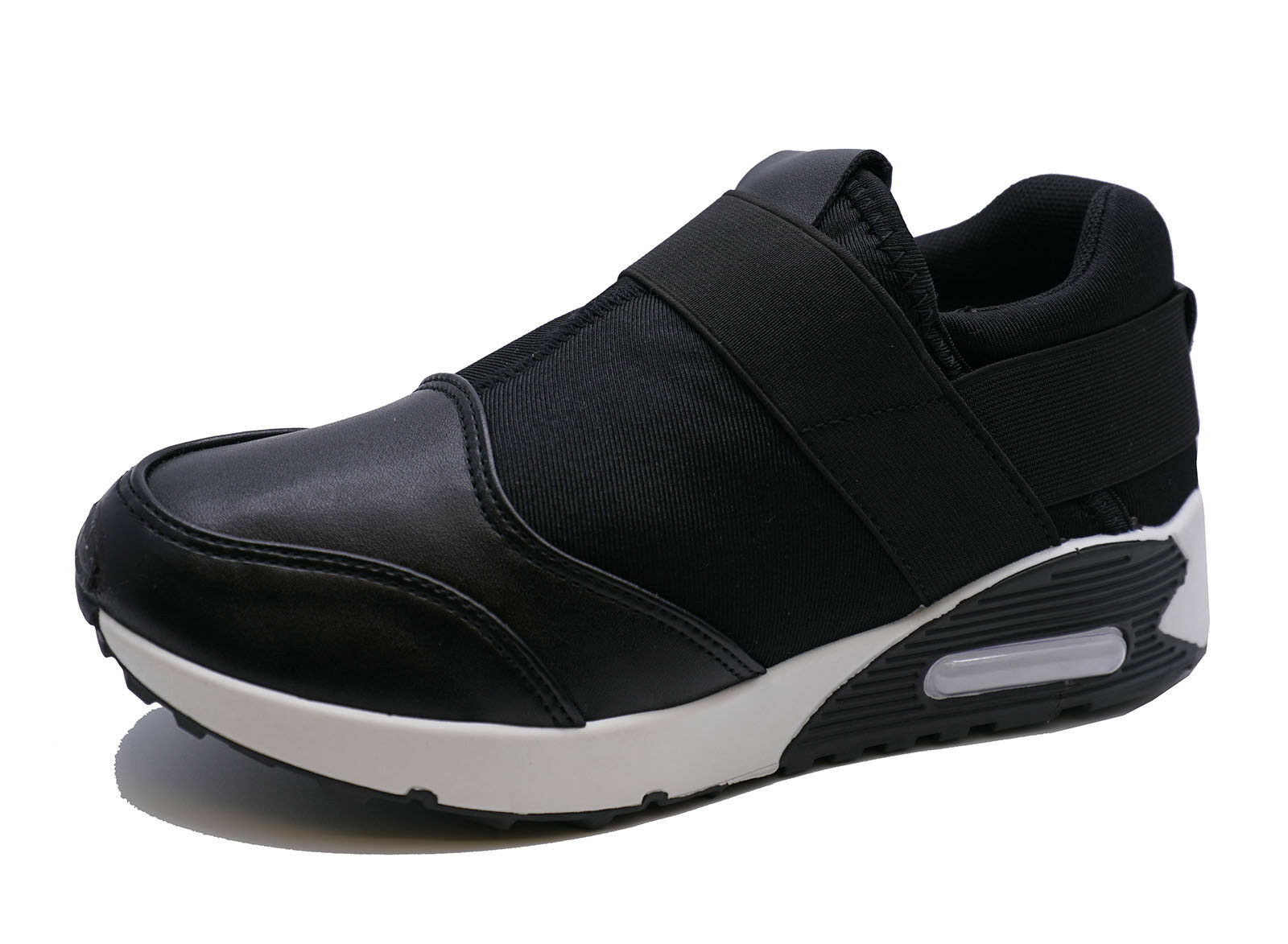 ladies black pull on trainers