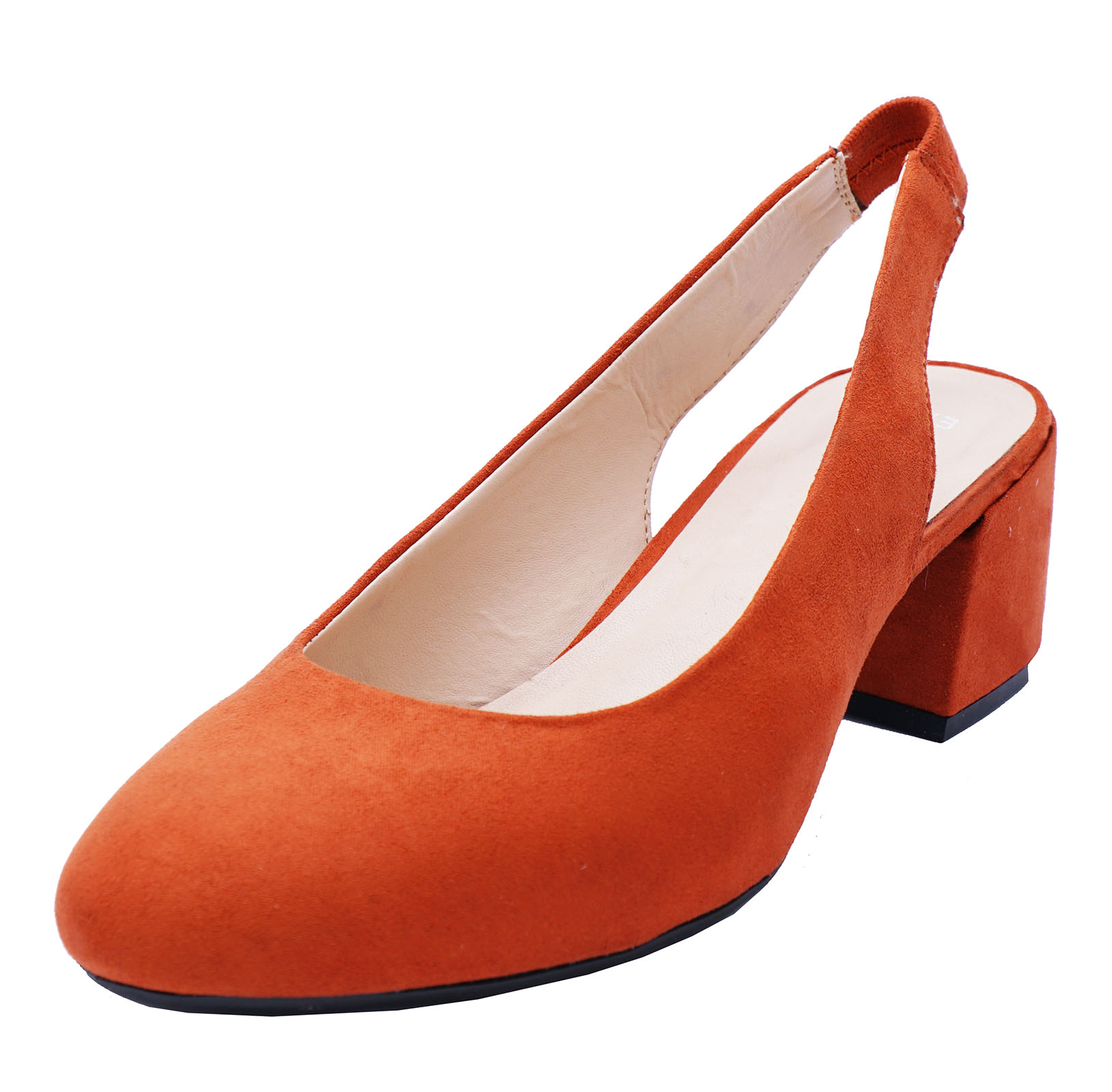 orange low heels