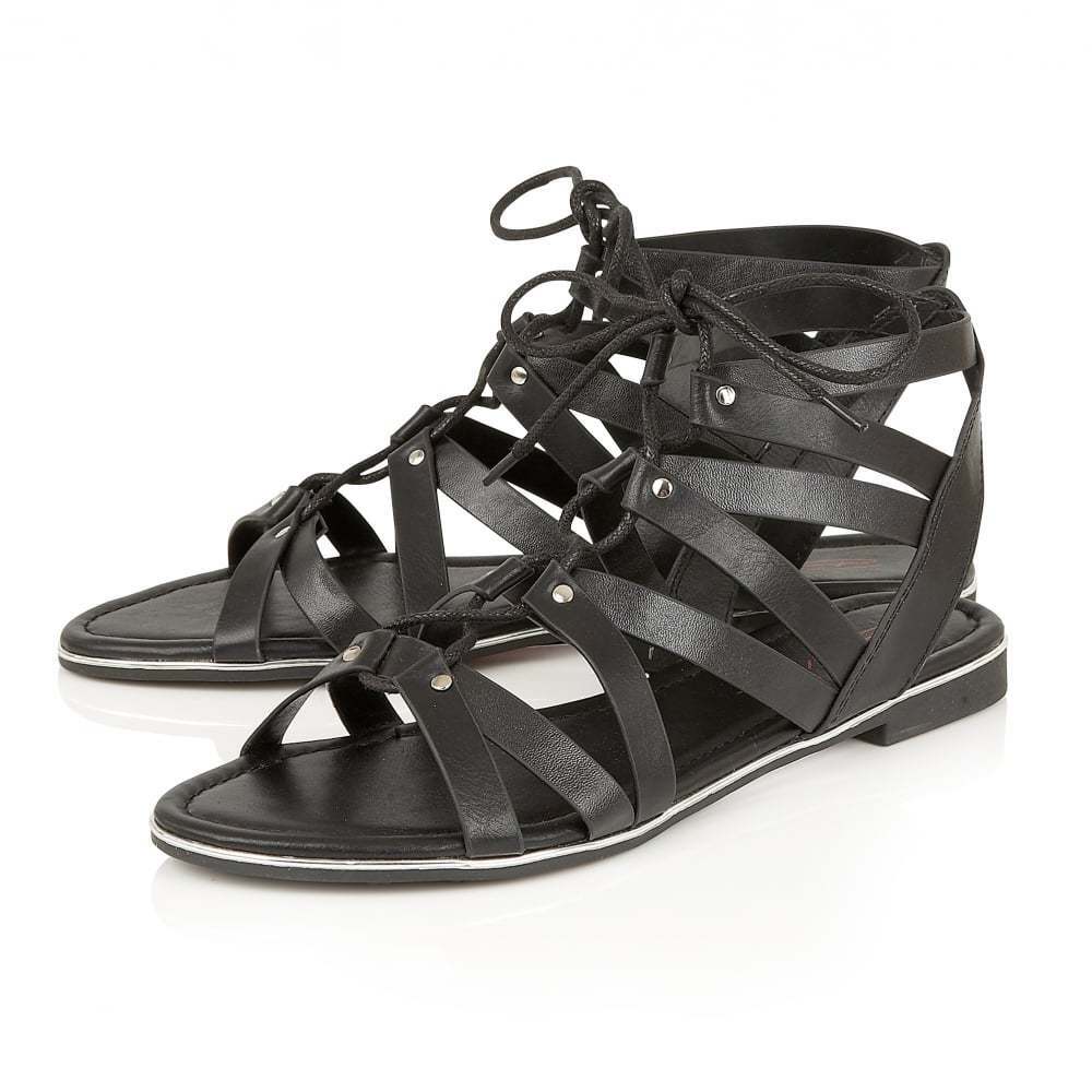 ladies black strappy sandals