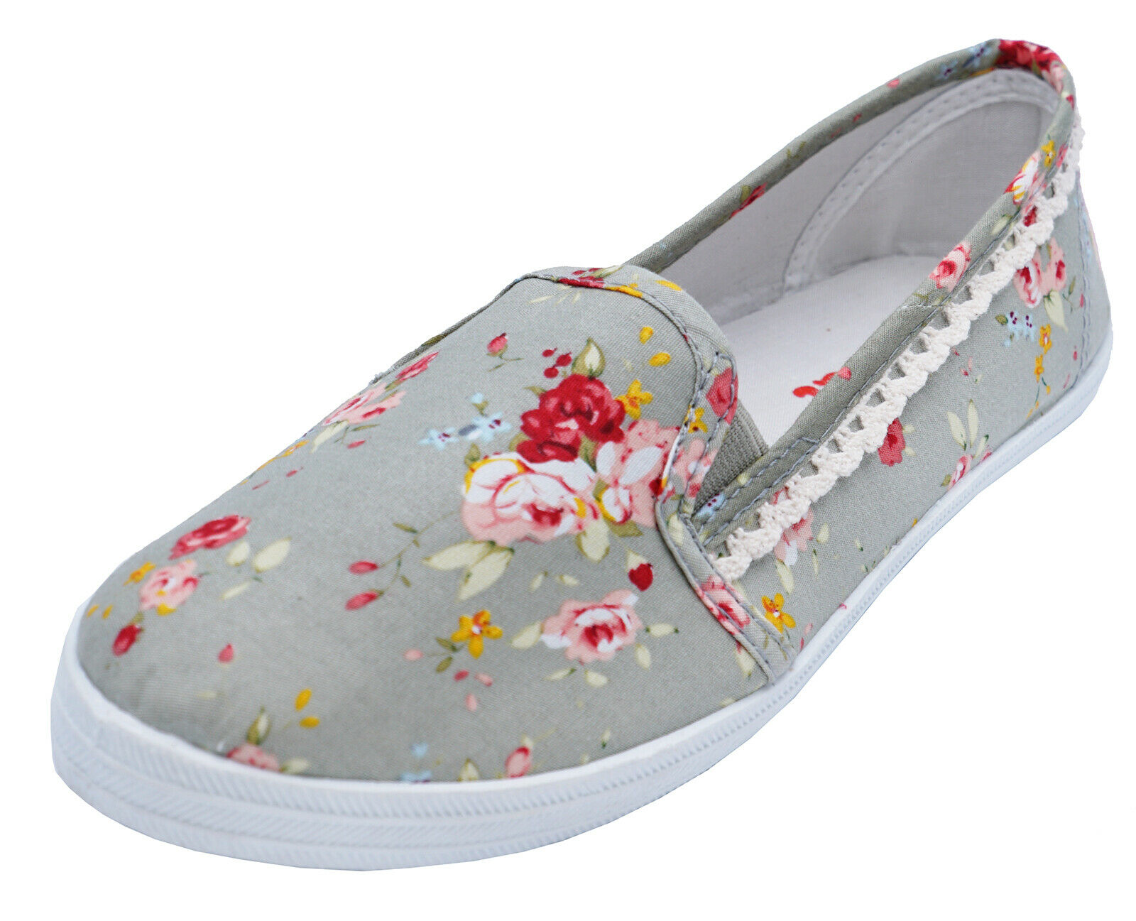 grey floral shoes