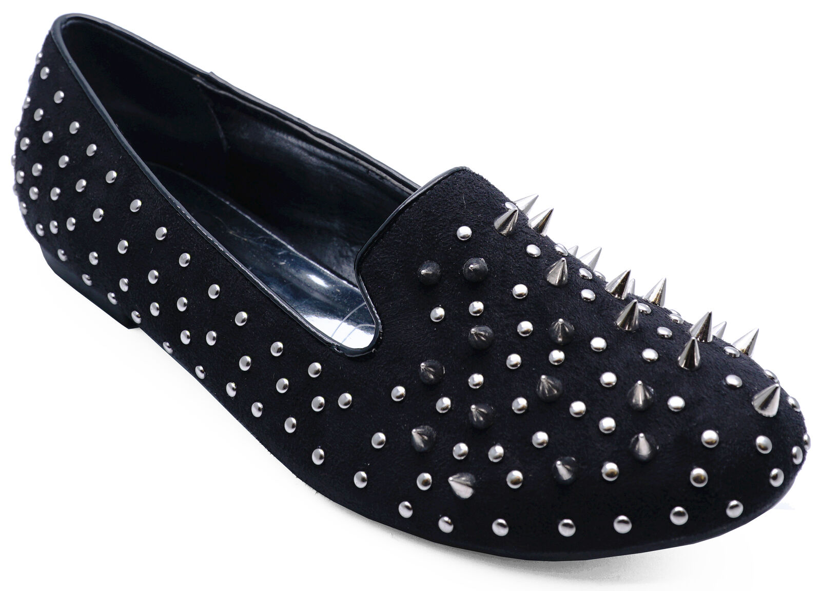black spiked flats