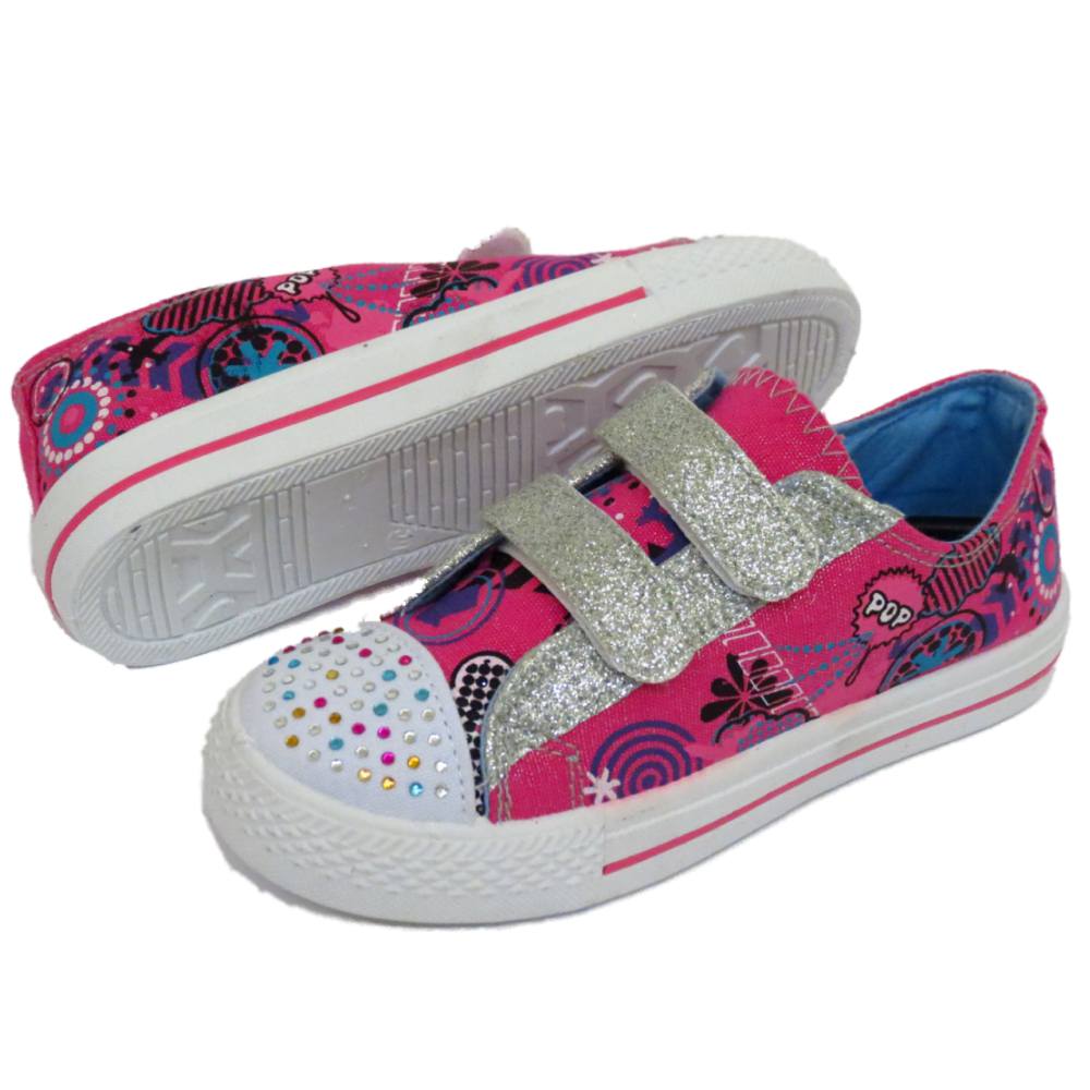 GIRLS KIDS CHILDRENS FLAT PINK CANVAS TRAINER SHOES