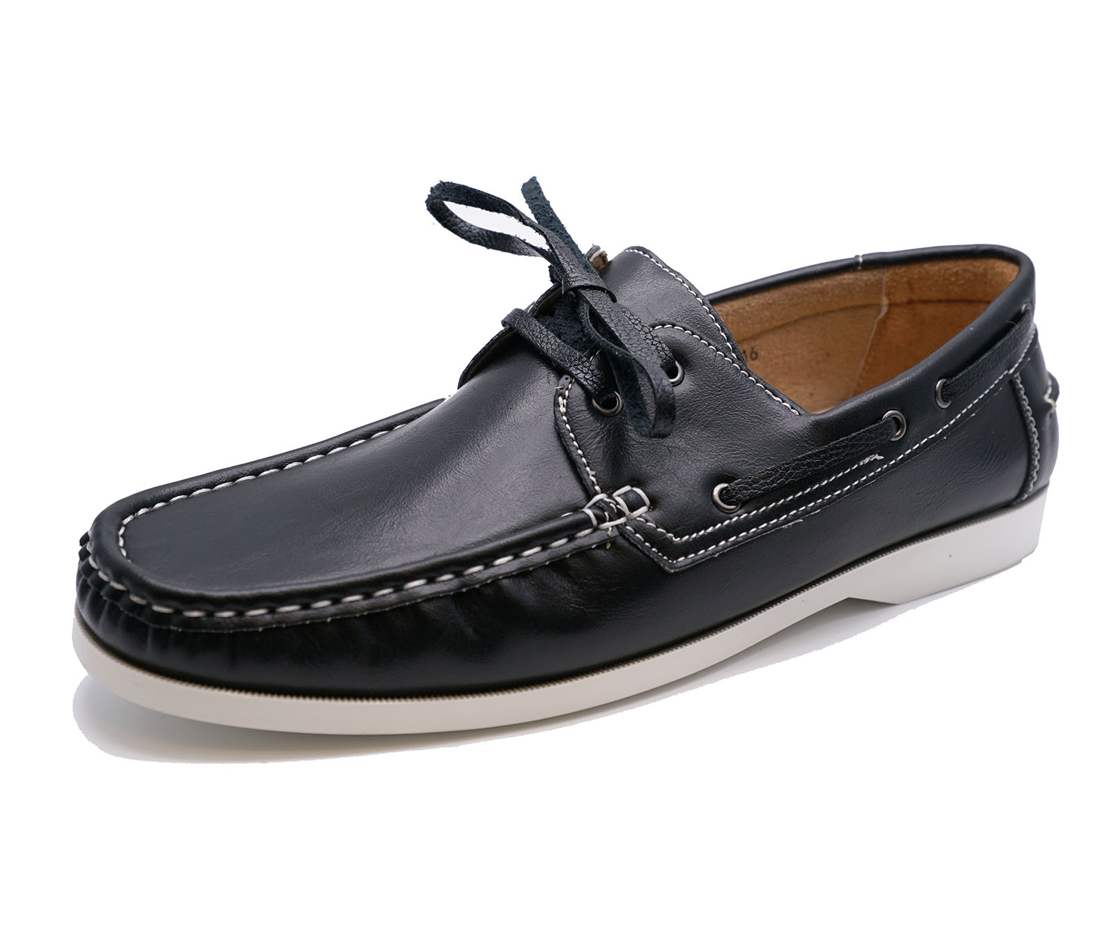 MENS BLACK LACE-UP MOCCASINS LOAFERS DRIVING COMFY BOAT DECK CASUAL ...