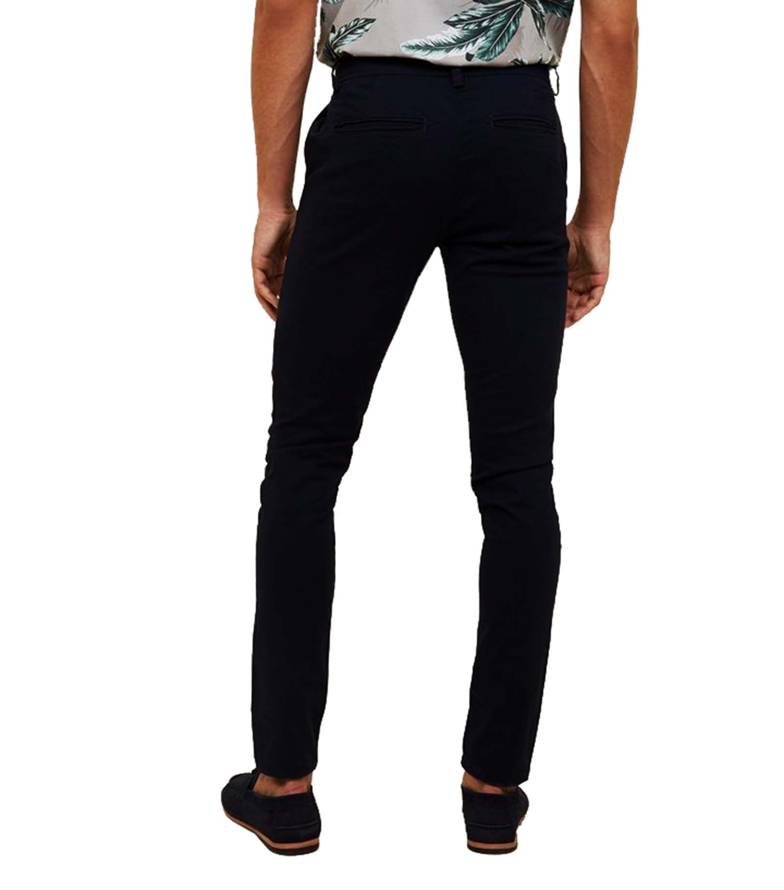 MENS BLACK SKINNY FIT CHINOS SMART CASUAL TROUSERS STRETCH JEANS PANTS ...