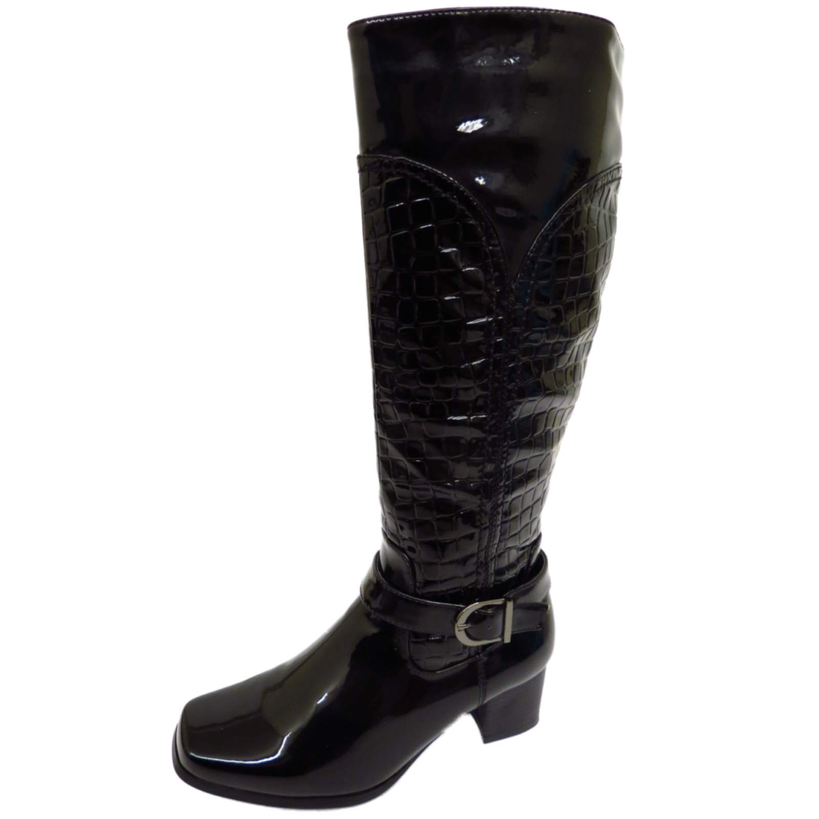 LOW HEEL WINTER PATENT TALL BOOTS SIZES 