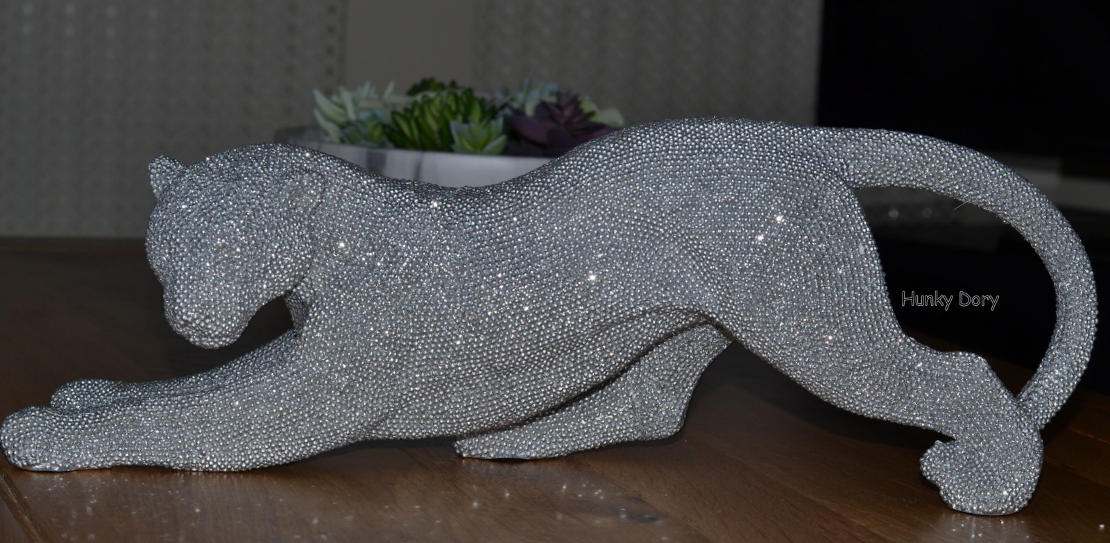 40cm Cheetah Silver Art Sparkle Glitter Diamante Cat Sculpture Statue Ornament eBay