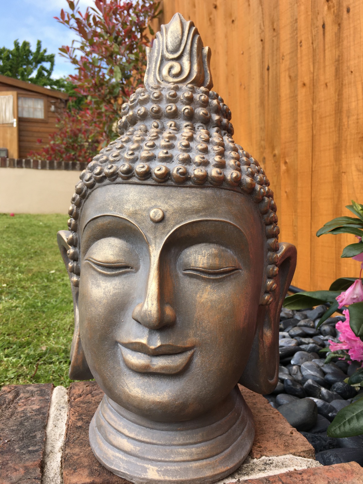 Thai Buddha Head Ornament Rustic Bronze Large Figure Sculpture Statue