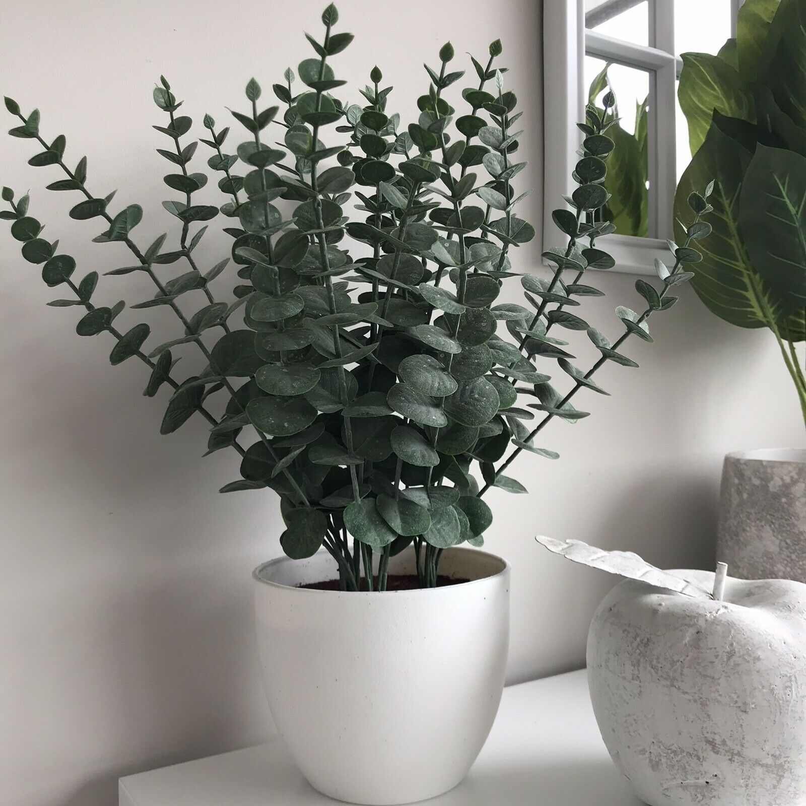 Eucalyptus Plant In White Pot Artificial Faux Greenery Home