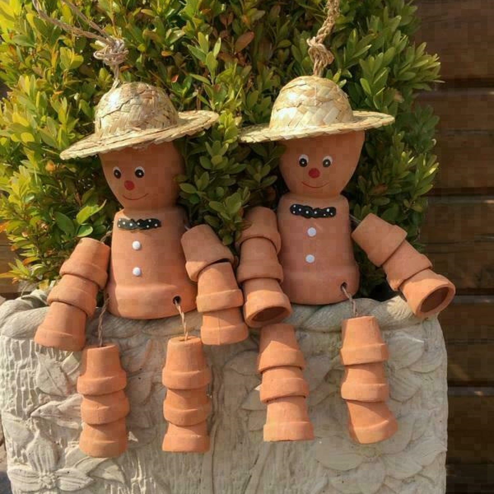 Pair Cheeky Cheerful FLOWER POT MEN With Straw Hat Garden Decorative Ornaments eBay