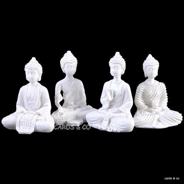 5cm Small Buddha Figurines Set Of 4 White Statues Decorative Sculpture
