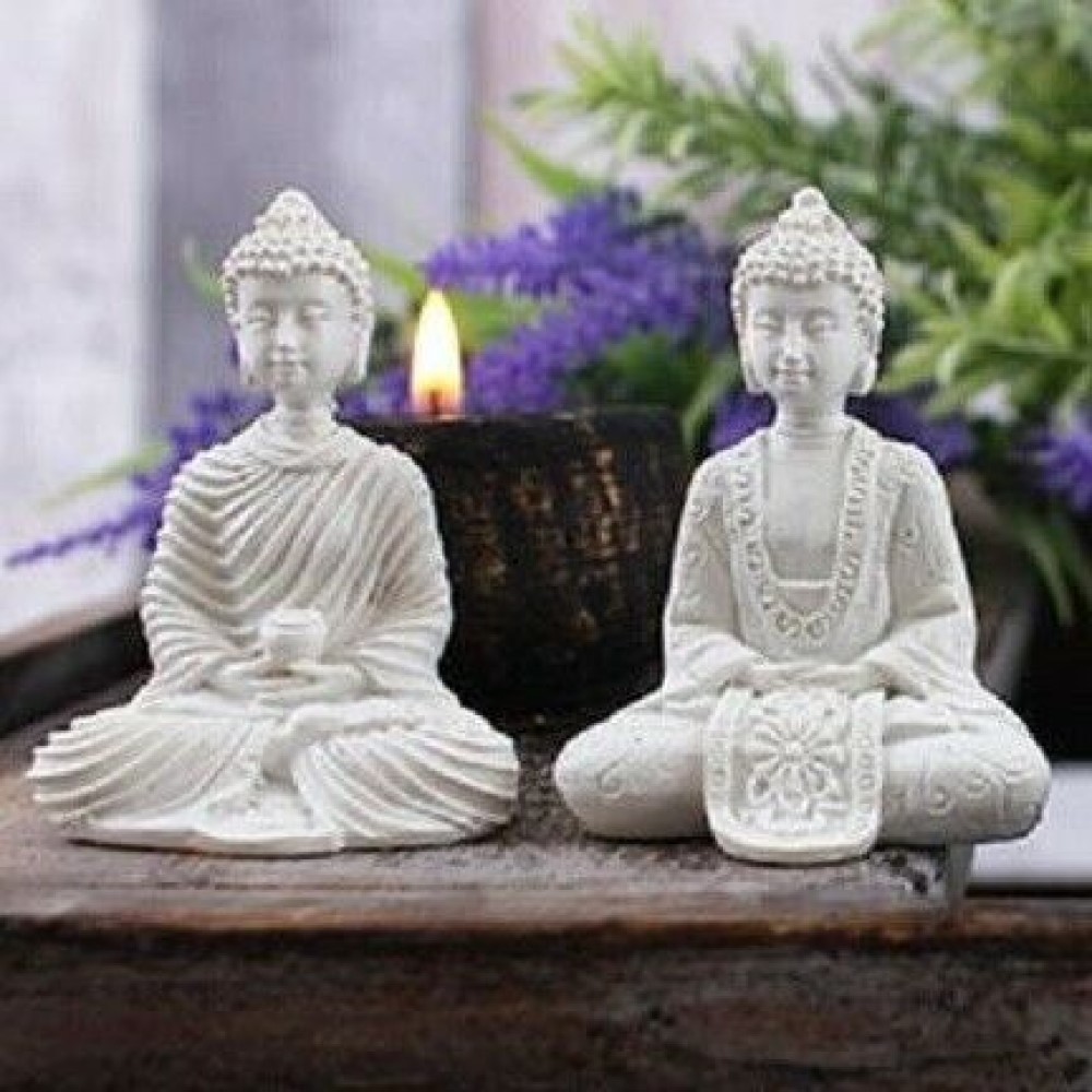 5cm Small Buddha Figurines Set Of 4 White Statues Decorative Sculpture