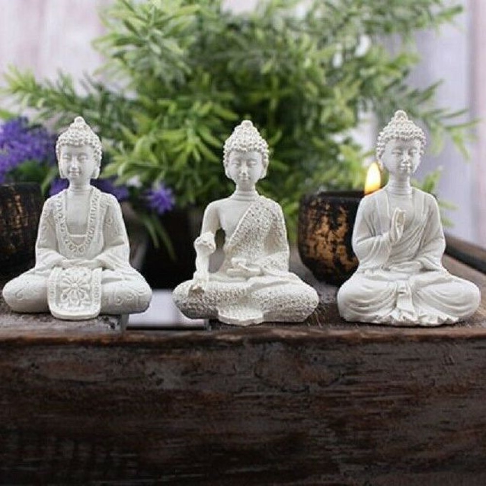 5cm Small Buddha Figurines Set Of 4 White Statues Decorative Sculpture