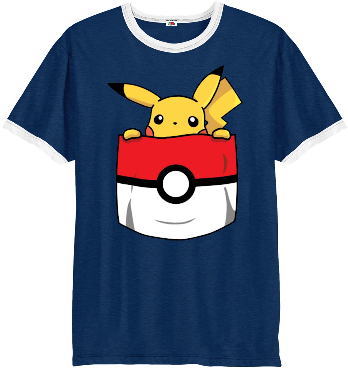Pokemon T-Shirt,Pikachu Pokeball Pocket Spoof Ringer T-Shirt | eBay