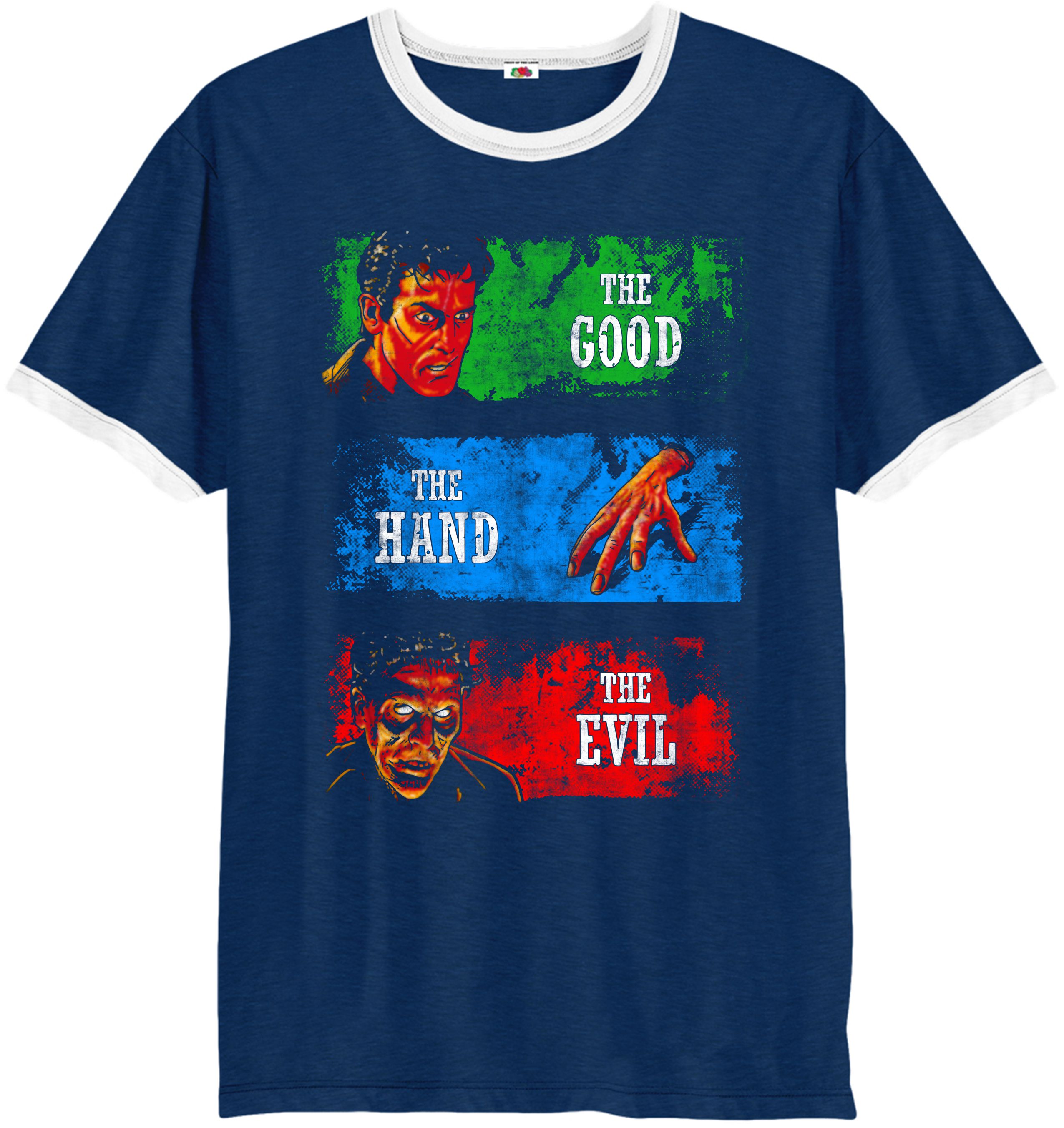 evil dead t-shirt,the good the hand the evil supernatural spoof