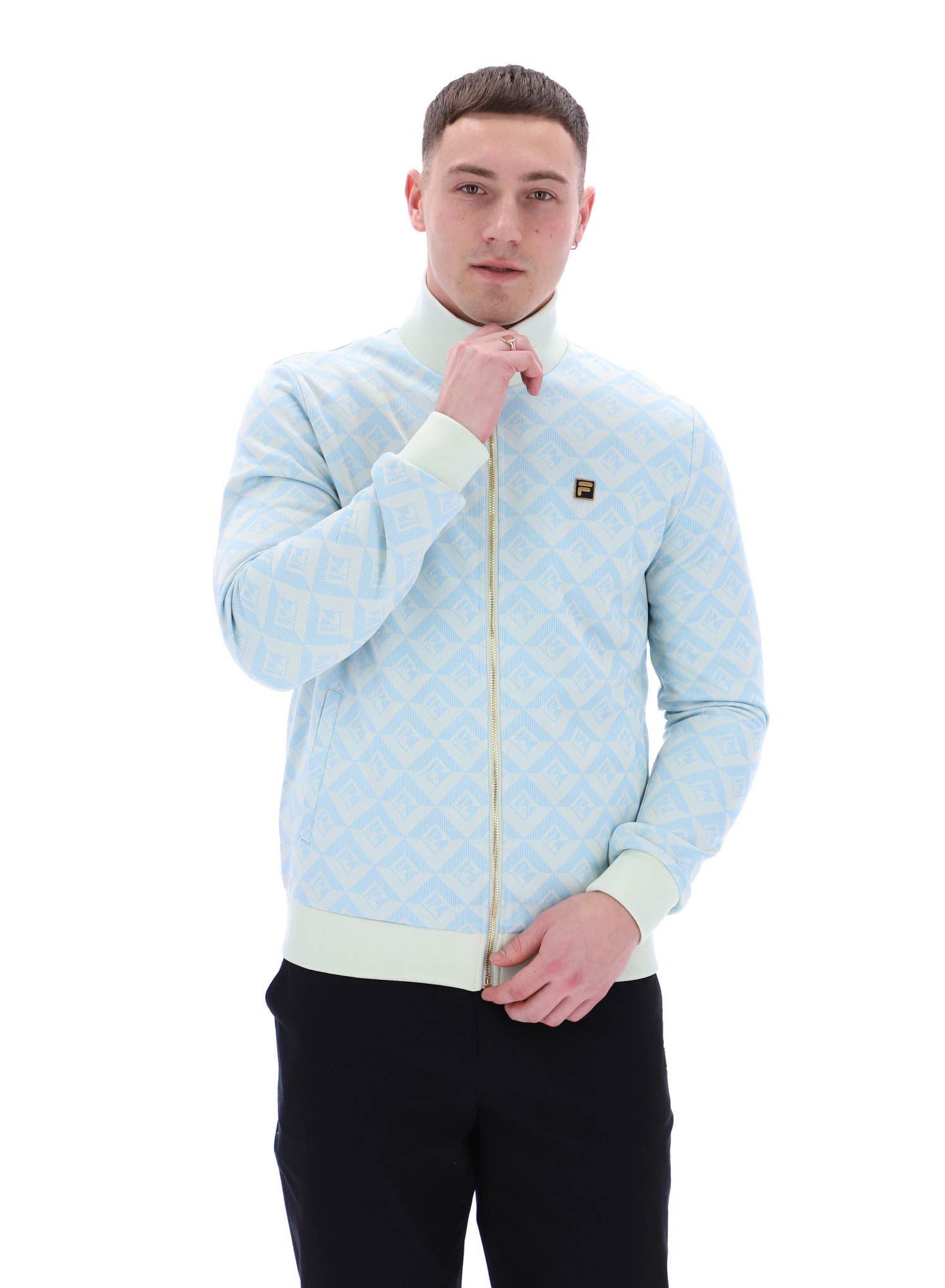 Fila Vintage MenTrack Jacket FILA Hank Jacquard Geometric Top Egret/Summer/Song - Picture 8 of 12