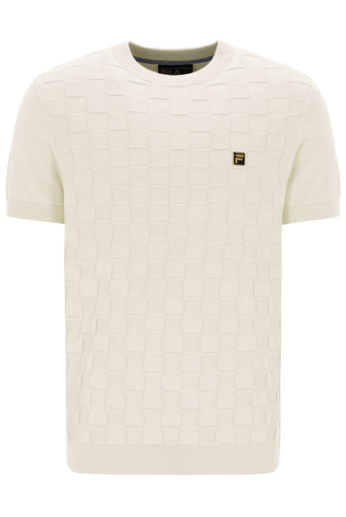 Fila T-Shirt Mens 80's Tennis Vintage Gold Campbell Knit T-Shirt in Egret - Picture 7 of 8