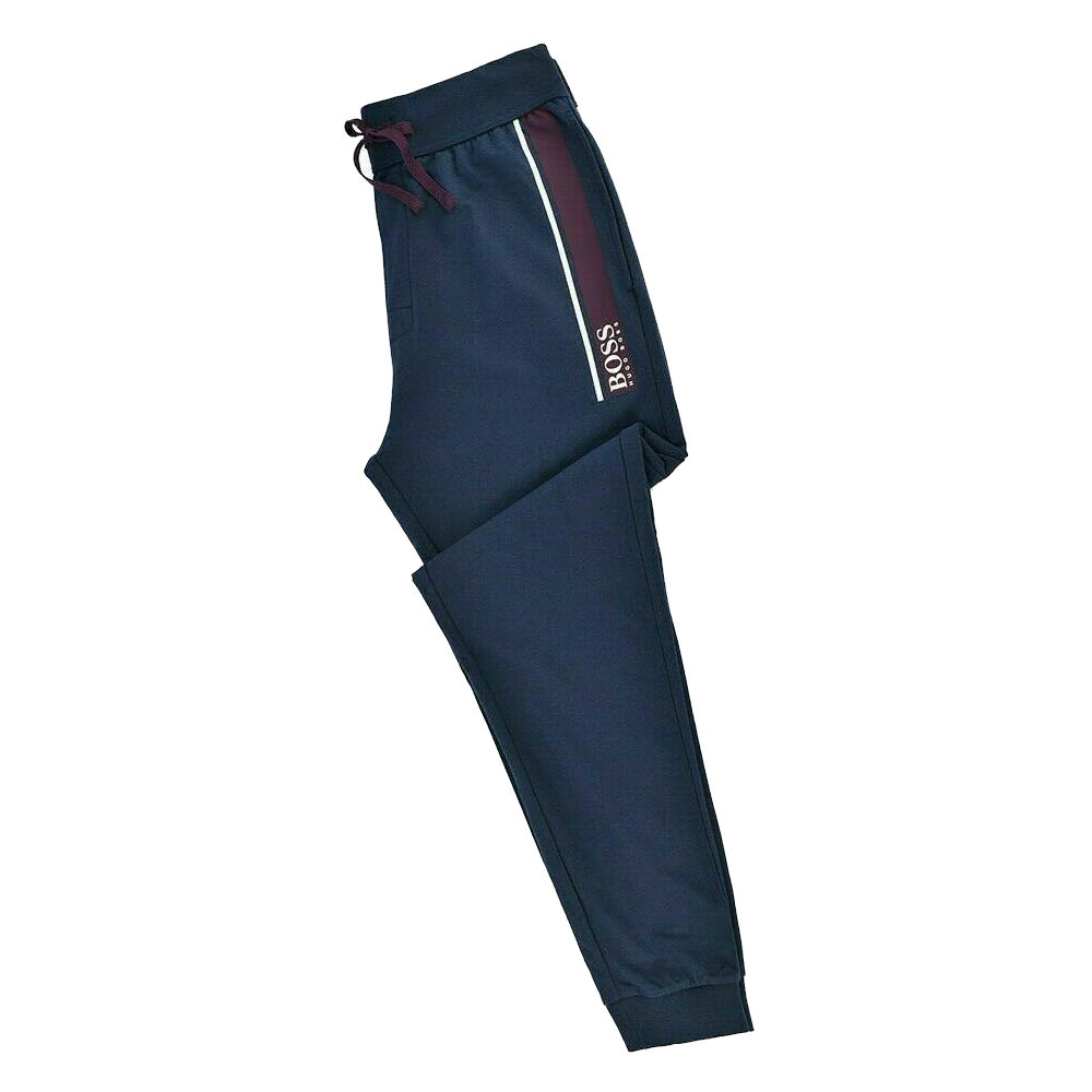 Logotipo de Hugo Boss De Hombre Chándal ajustada marca Pantalones de pista  en azul oscuro/Burdeos | eBay