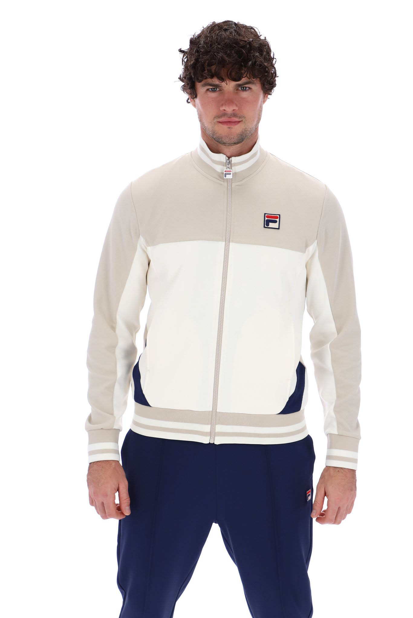 Fila Giacca Uomo Track Tiebreaker Full Zip Track Top in Gardenia Argento Navy