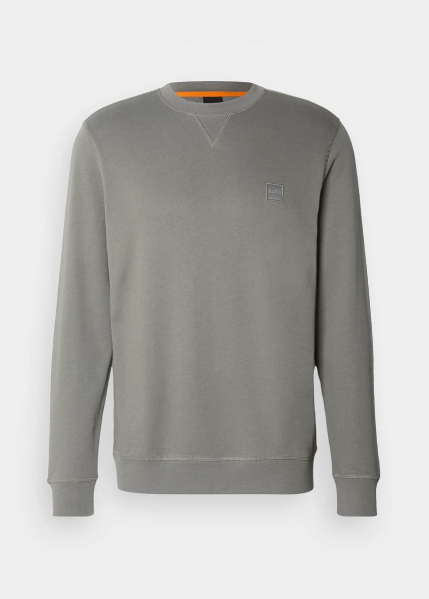 Hugo Boss Mens Sweatshirt Westart Cotton Terry Crew Neck Sweat in Grey - Picture 4 of 7