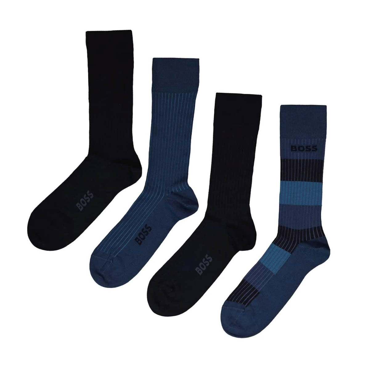 BOSS Mens Socks Hugo Boss Gift Boxed Regular Length 4 Pack Socks in Dark Blue - Picture 3 of 3