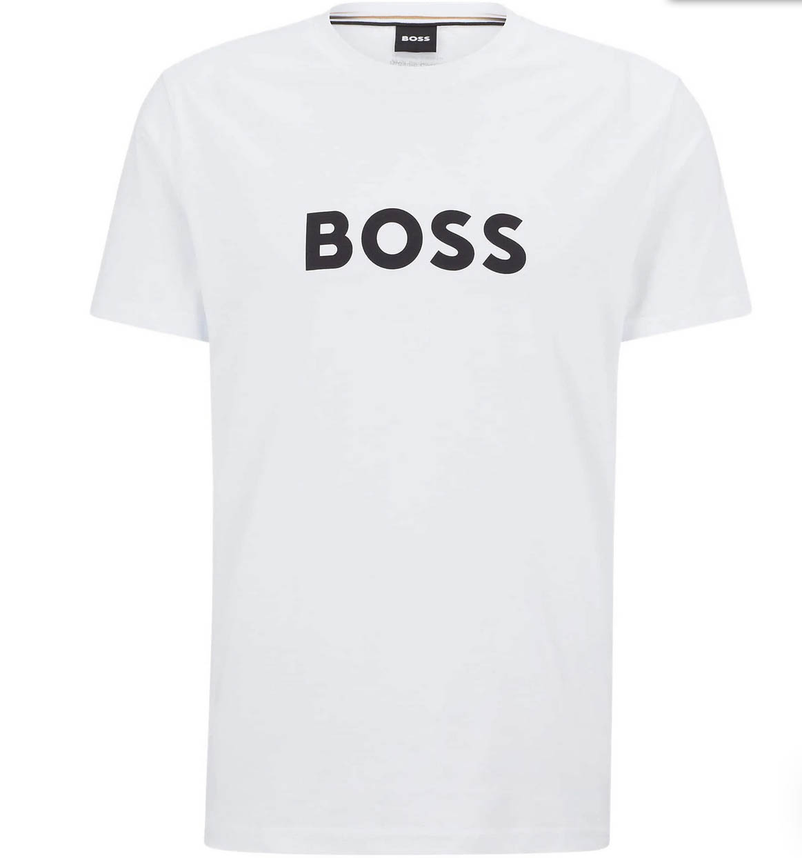 Hugo Boss Mens T-Shirt BOSS UV Protection UPF 50 Cotton Crew Neck Tee in White - Picture 3 of 6