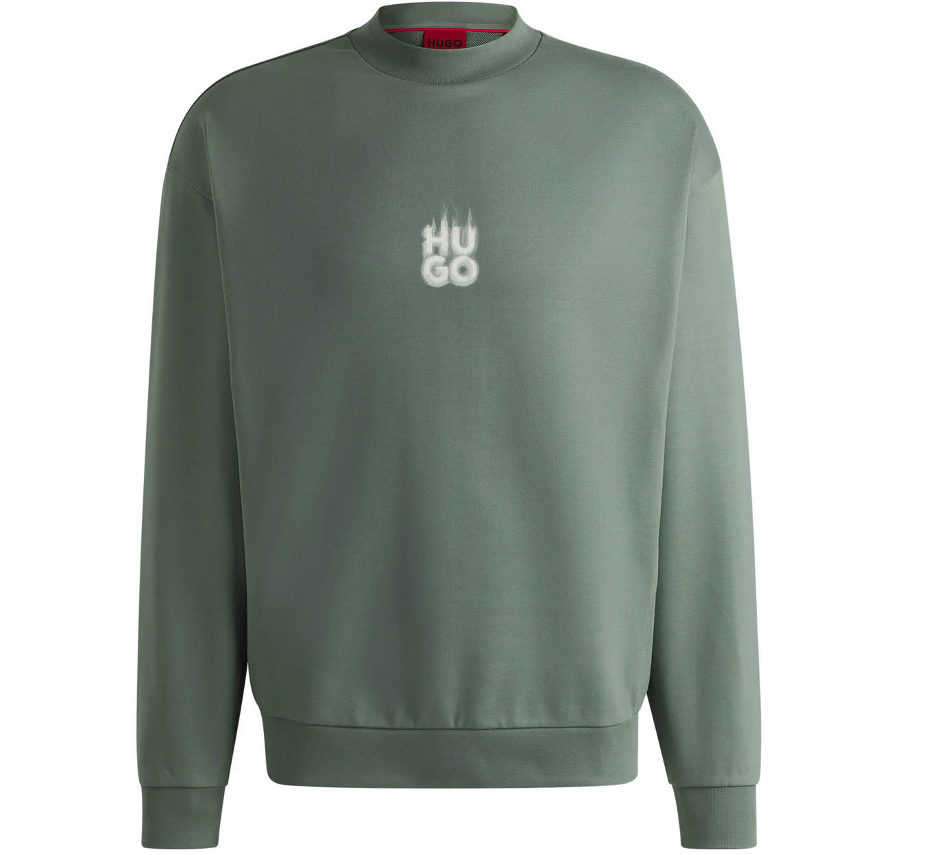 Hugo Boss Mens Sweatshirt HUGO Durungu Crew Neck Cotton Jumper in Green - Picture 8 of 9