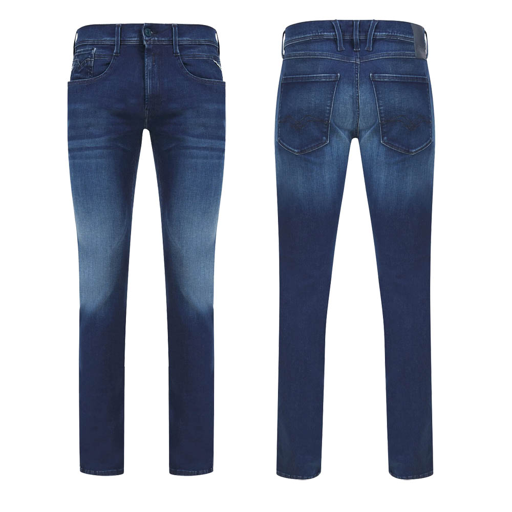 Jeans Replay da uomo Hyperflex slim aderenti cintura 5 tasche jeans ad anello blu per sempre - Foto 19 di 25