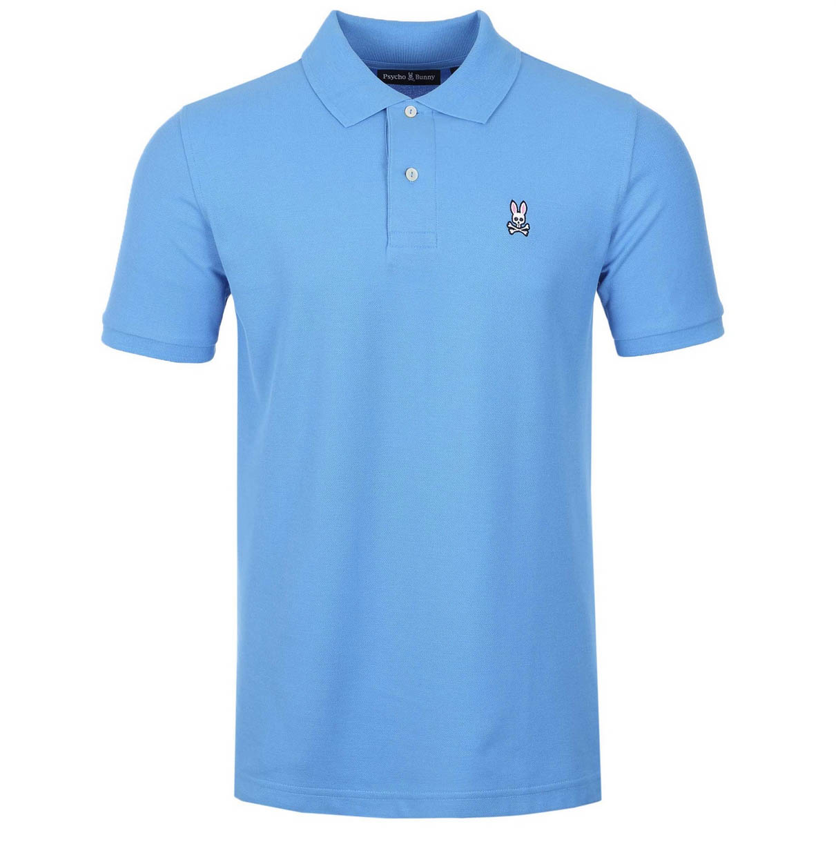 Psycho Bunny Mens Polo Shirt Classic Logo Branded Cotton Polo in Marina Blue - Picture 8 of 10