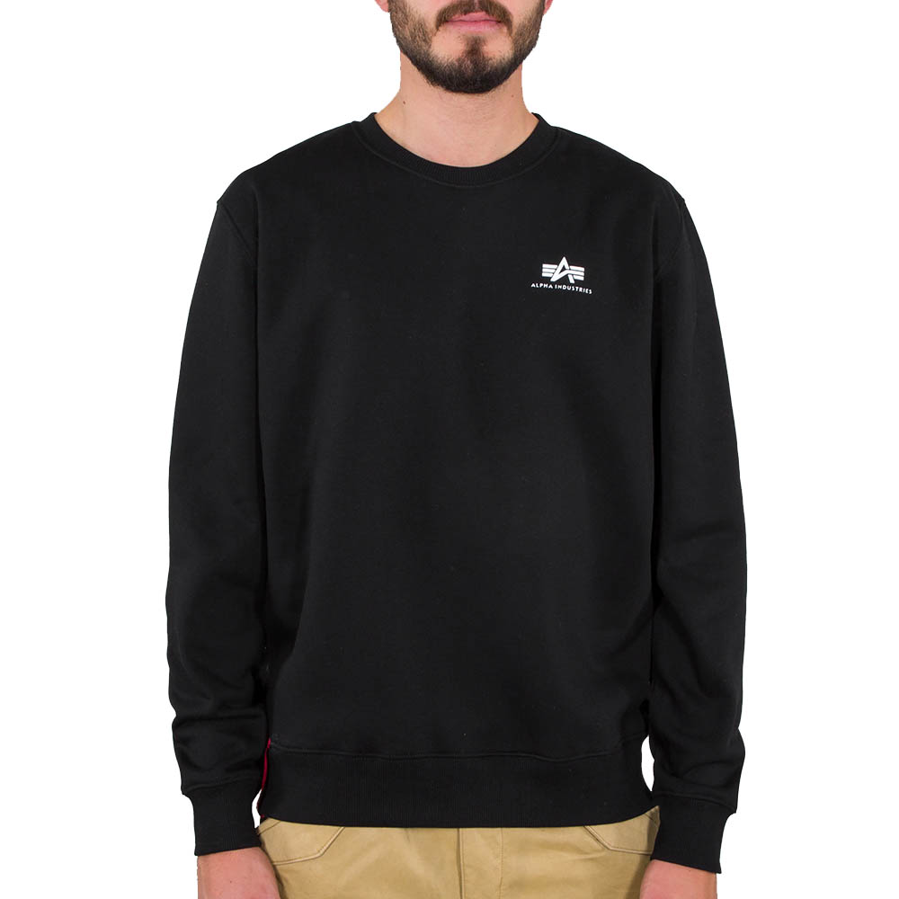 Alpha Industries Men's Sweatshirt Logo Branded Crew Neck L/S Sweater in  Black | eBay