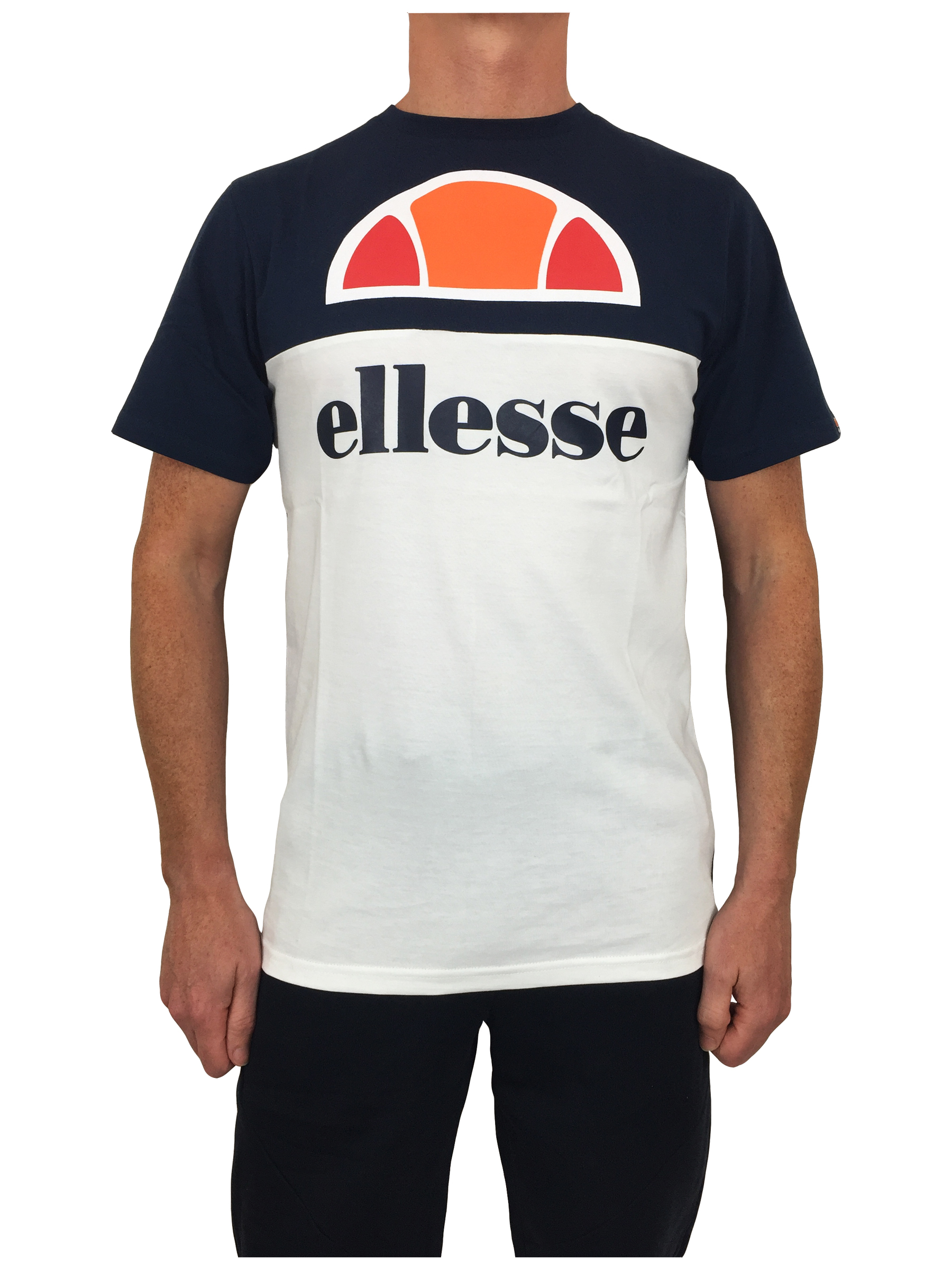 ellesse arbataz mens short sleeve t-shirt in dress blue and