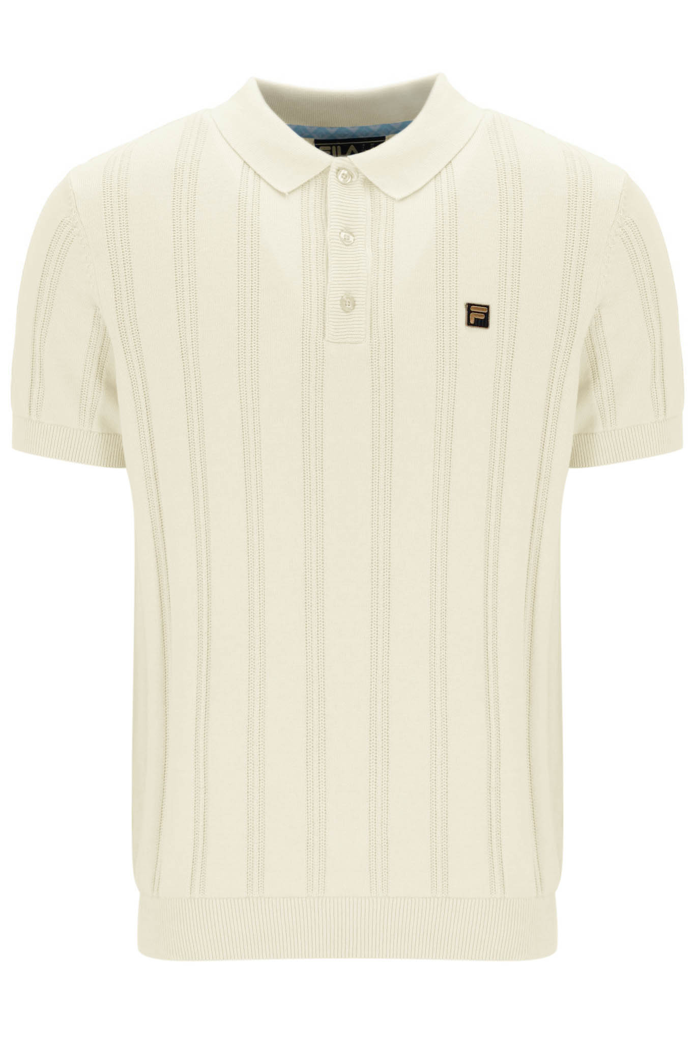 Fila Polo Shirt Mens 80's Tennis Gold Kennedy Knit Polo in Egret