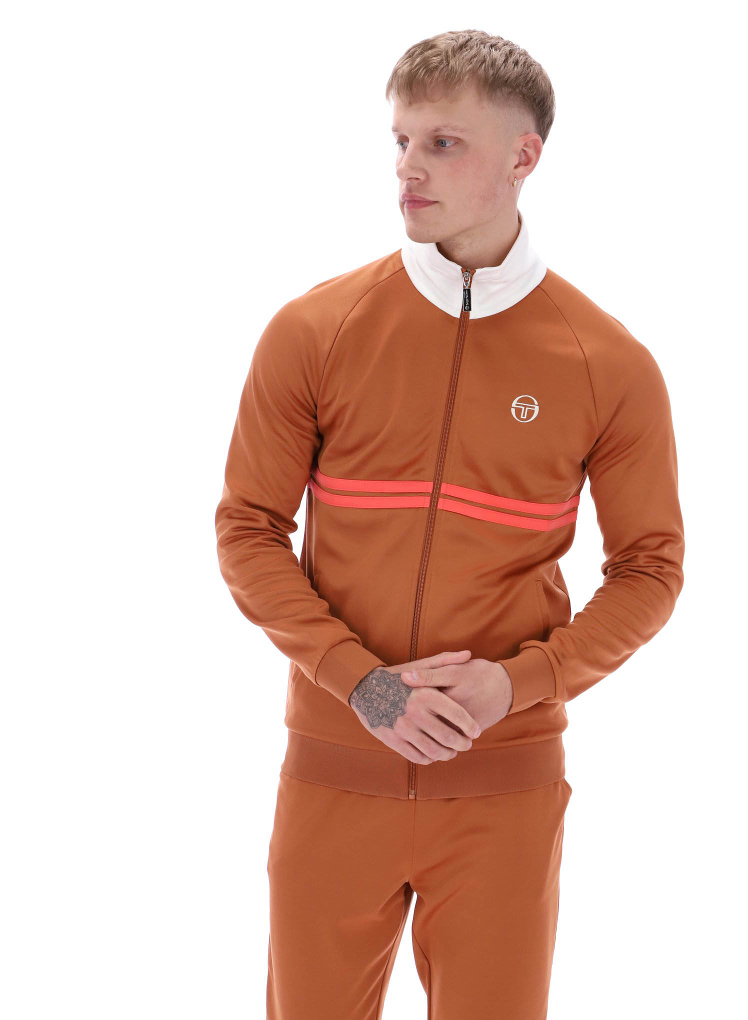 Sergio Tacchini Track Jacket Mens Dallas Track Top Mocha Bisque/Gardenia/Dubarry - Picture 10 of 11