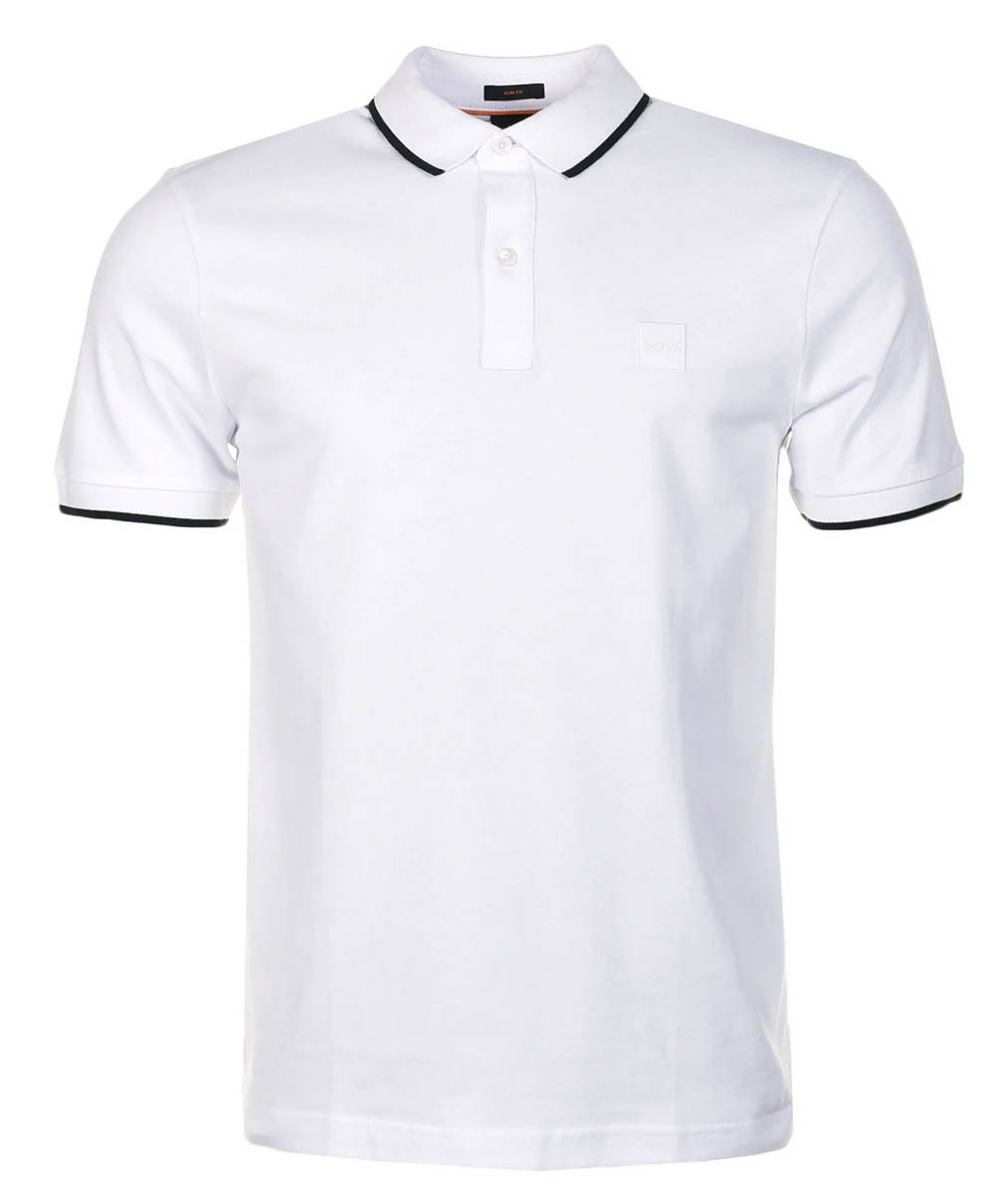 Hugo Boss Mens Polo Shirt BOSS Passetip Slim Fit Logo Branded Polo in White - Picture 7 of 7