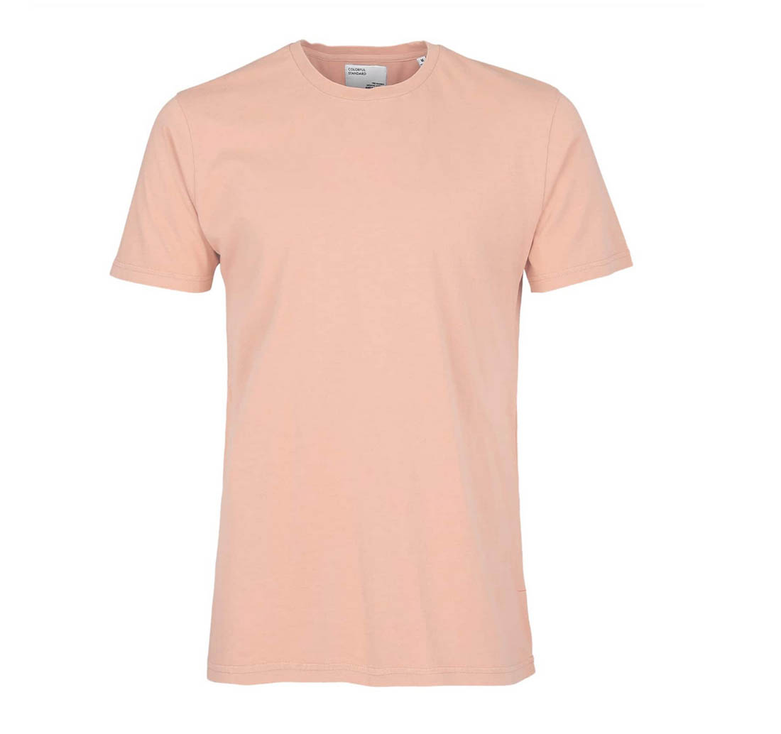 Colorful Standard Mens T-Shirt Classic Organic Cotton Logo Tee in Paradise  Peach