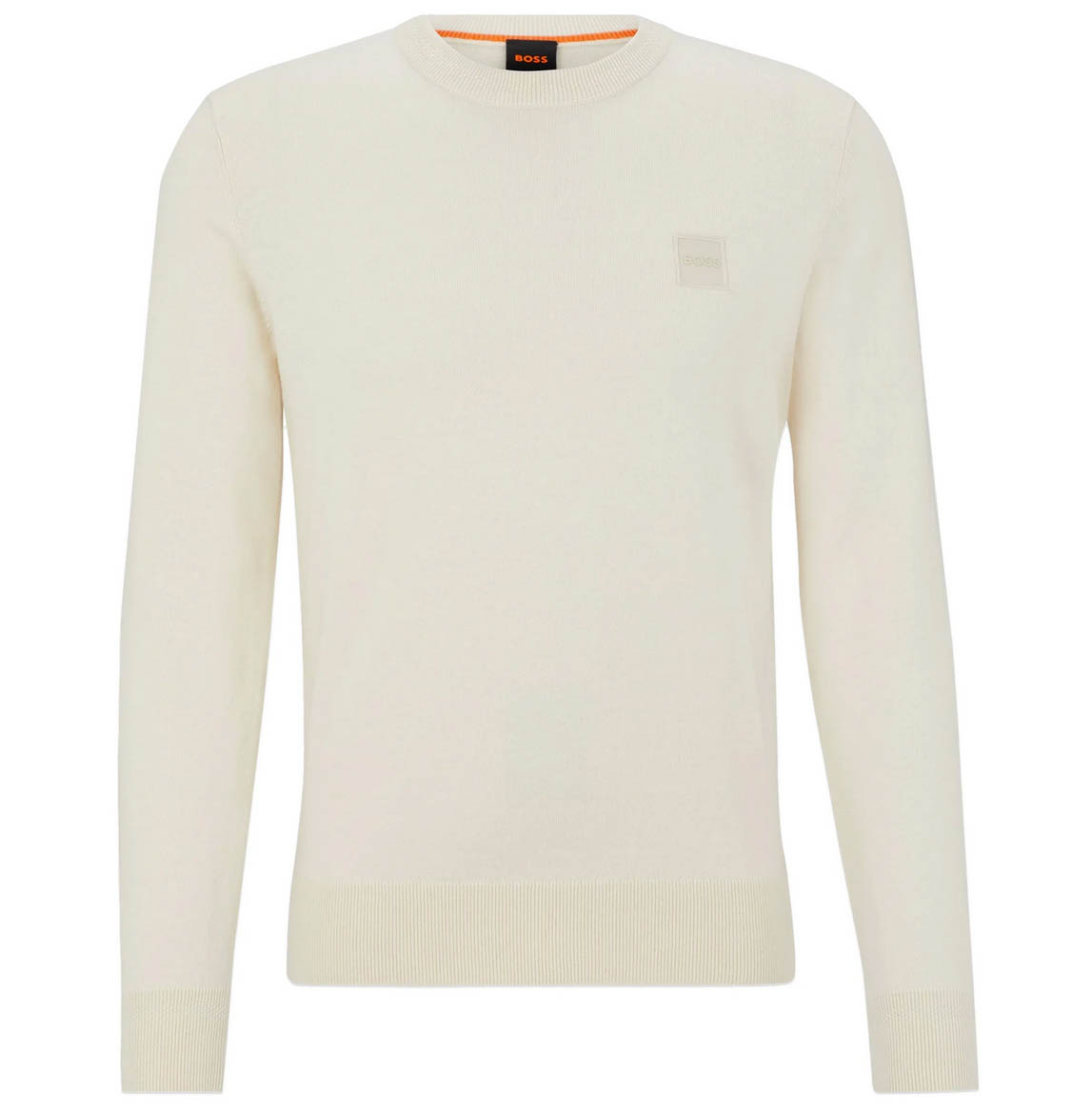 Hugo Boss Mens Jumper Kanovano BOSS Light Weight Crew Neck Knitwear in Beige