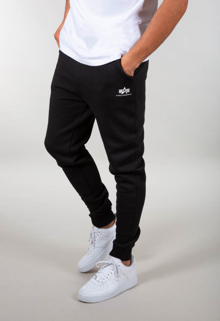 Alpha Industries Men\'s in Black Pants Logo eBay Joggers | Branded Sweat Cotton Fitted