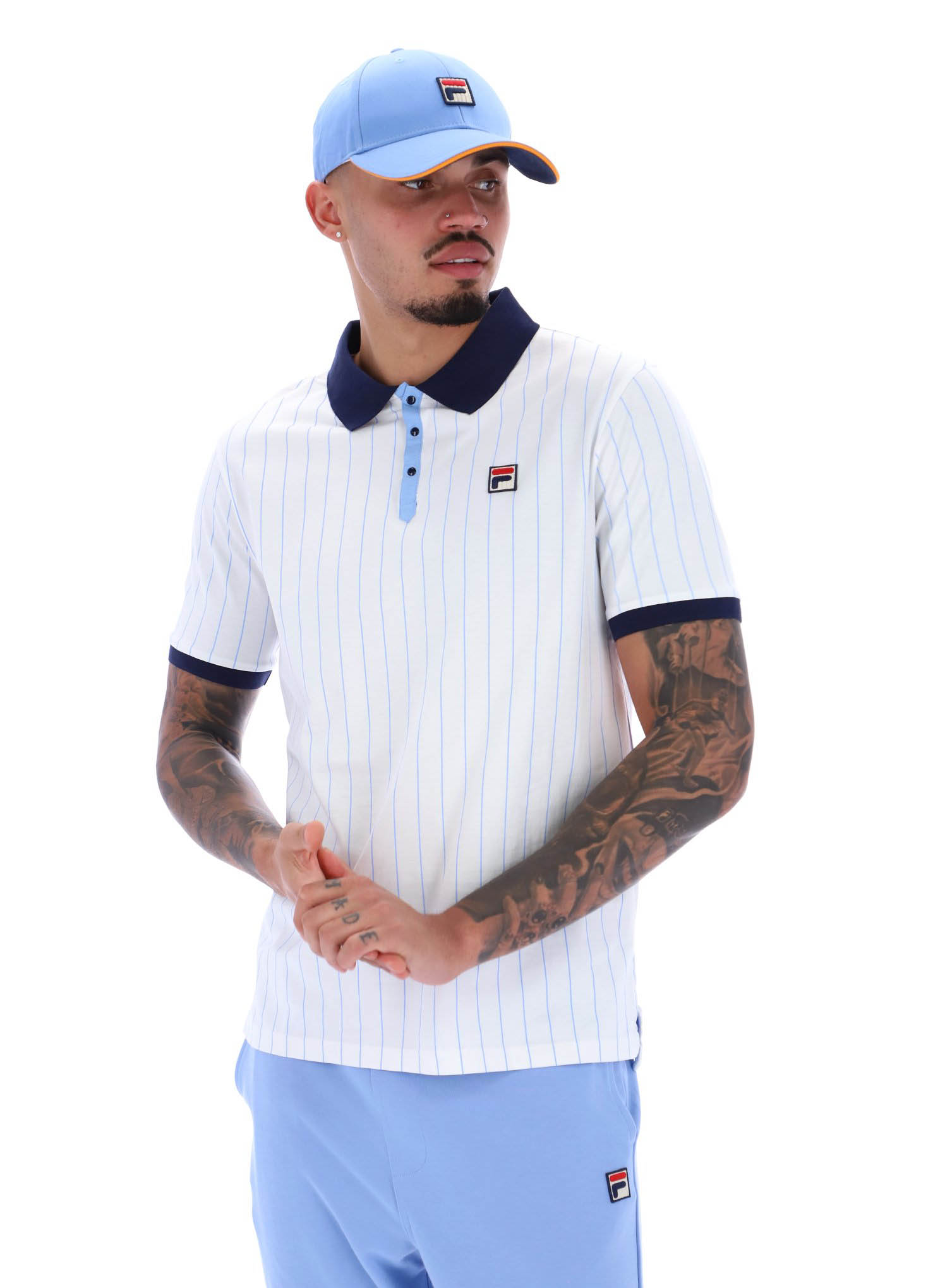 Fila Poloshirt BB1 Herren Vintage 80er Tennis Polo in Weiß/FILA Navy/Vista Blue - Bild 10 von 12